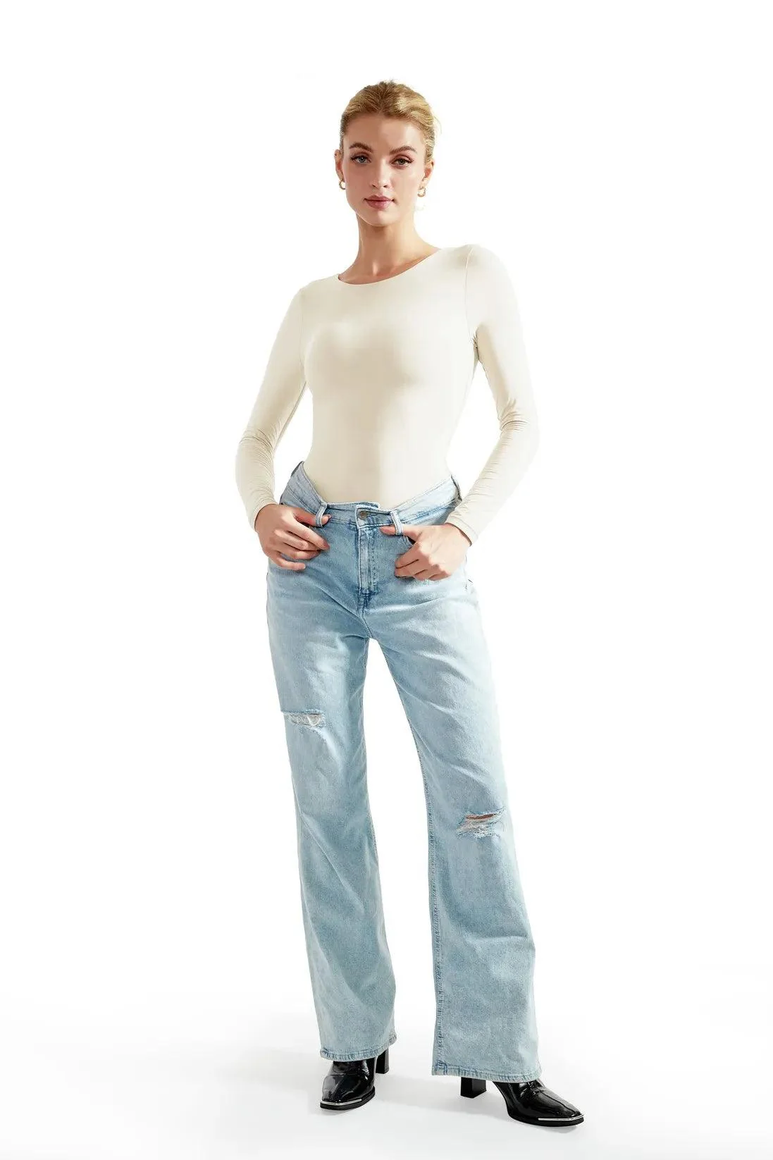 Flash Sales - Buttery Soft Crew Neck Bodysuit - Long Sleeve - Image 50