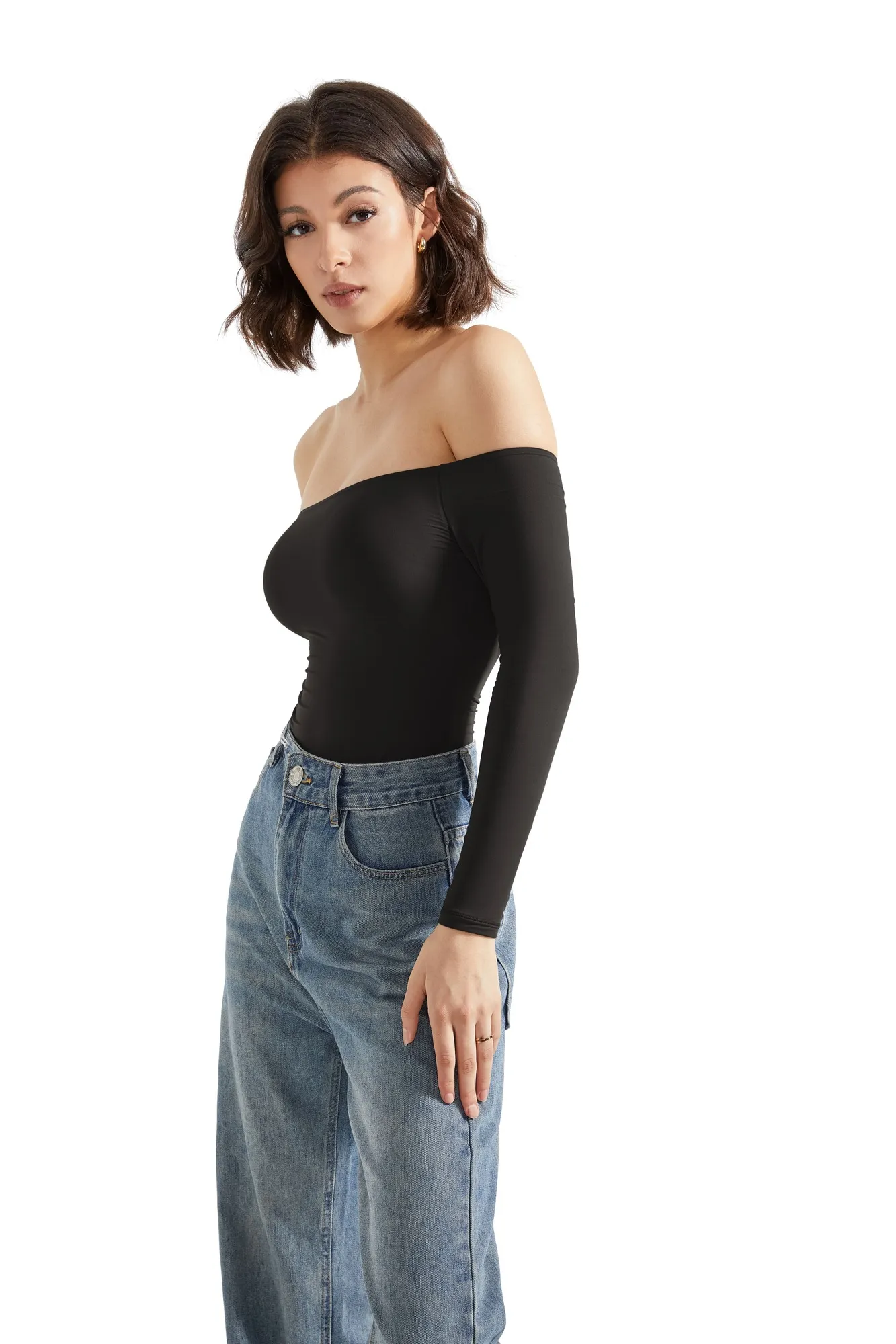 Buttery Soft Off Shoulder Bodysuit - Long Sleeve - Image 4