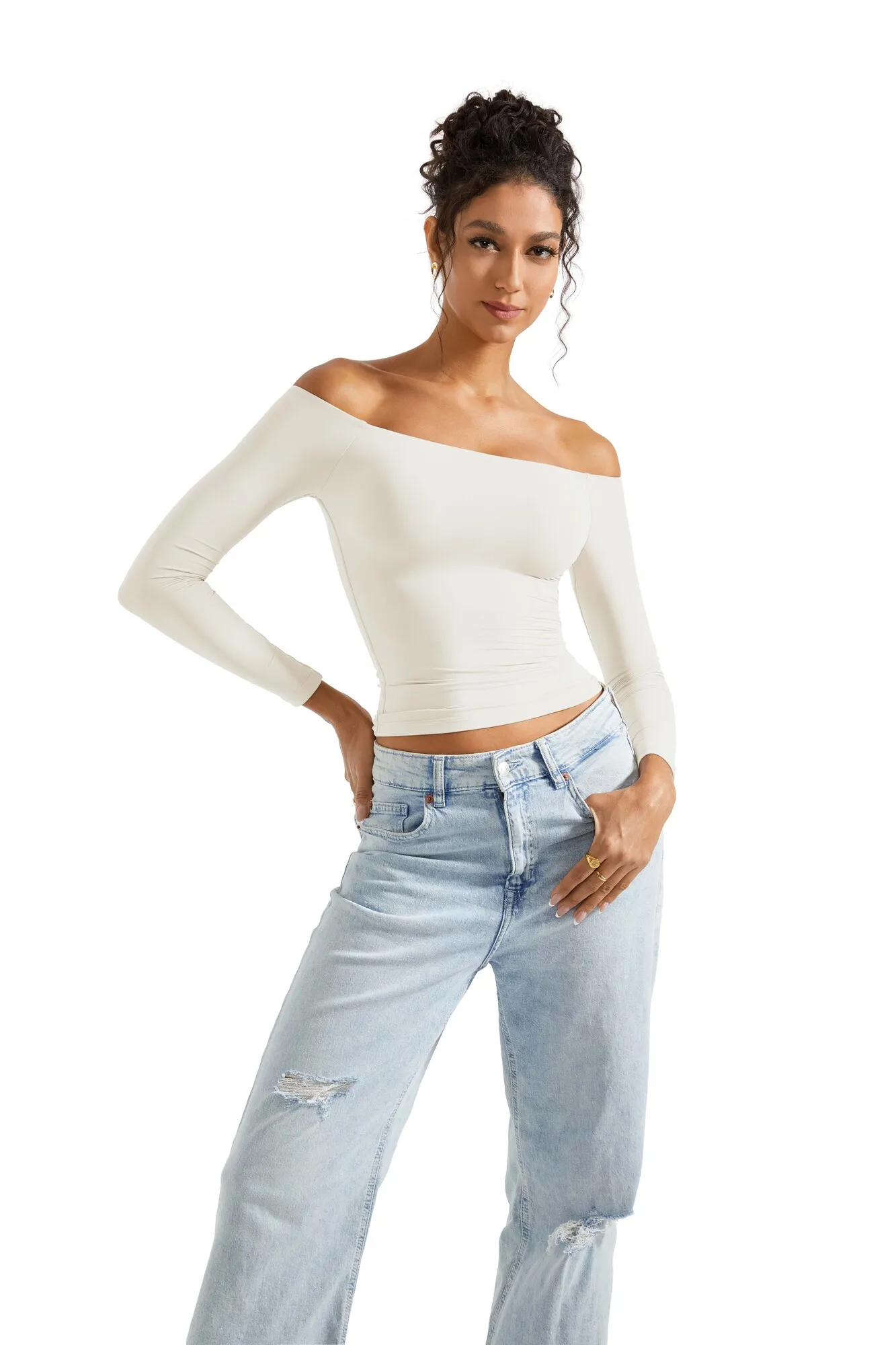 Buttery Soft Off Shoulder Shirt - Long Sleeve - Image 25