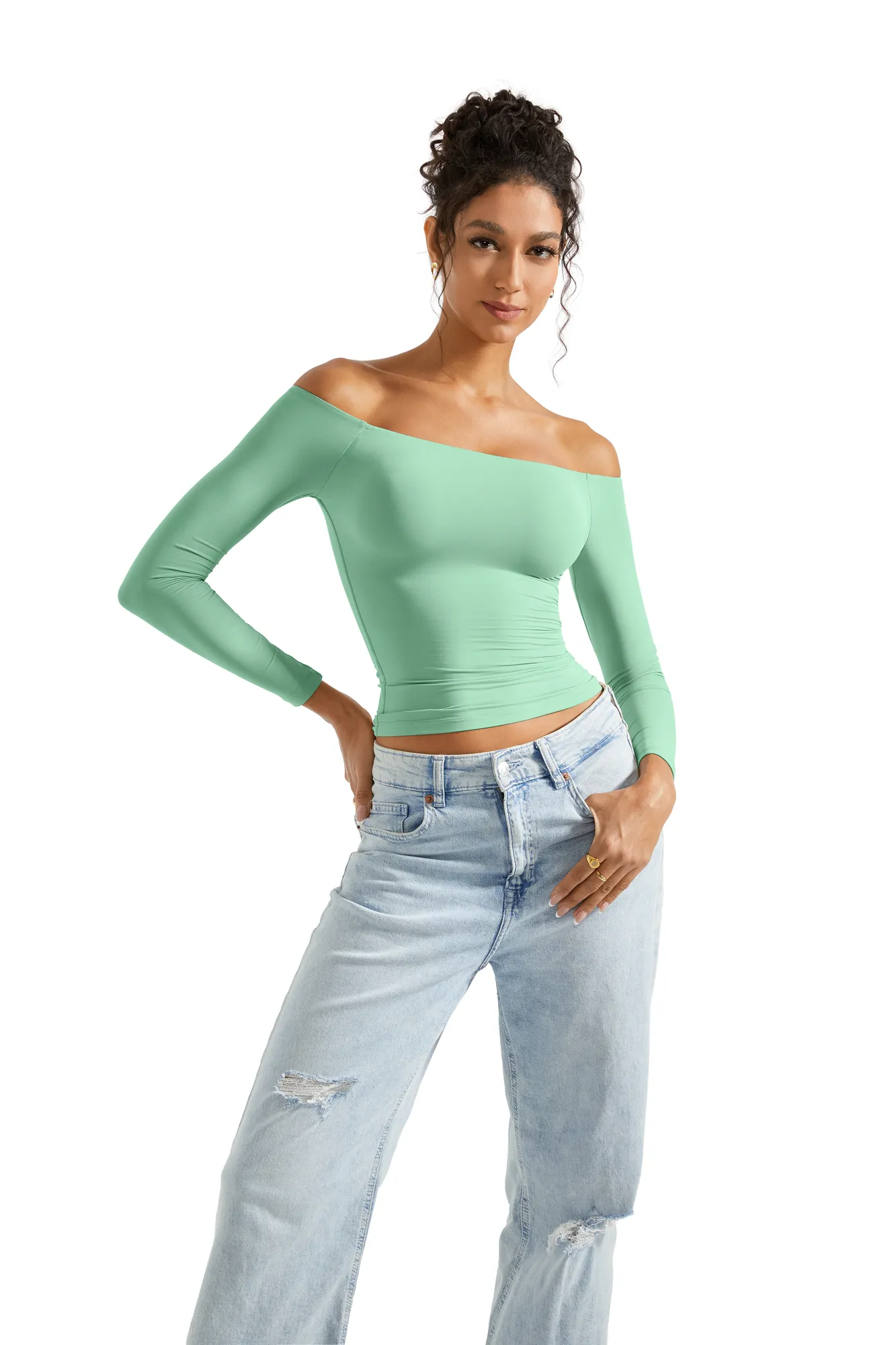 Buttery Soft Off Shoulder Shirt - Long Sleeve - Image 49