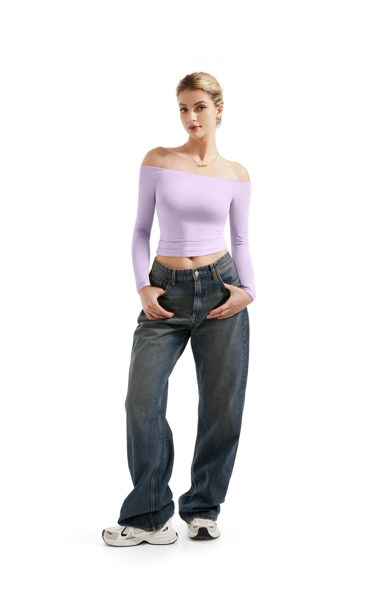 Buttery Soft Off Shoulder Shirt - Long Sleeve - Image 75