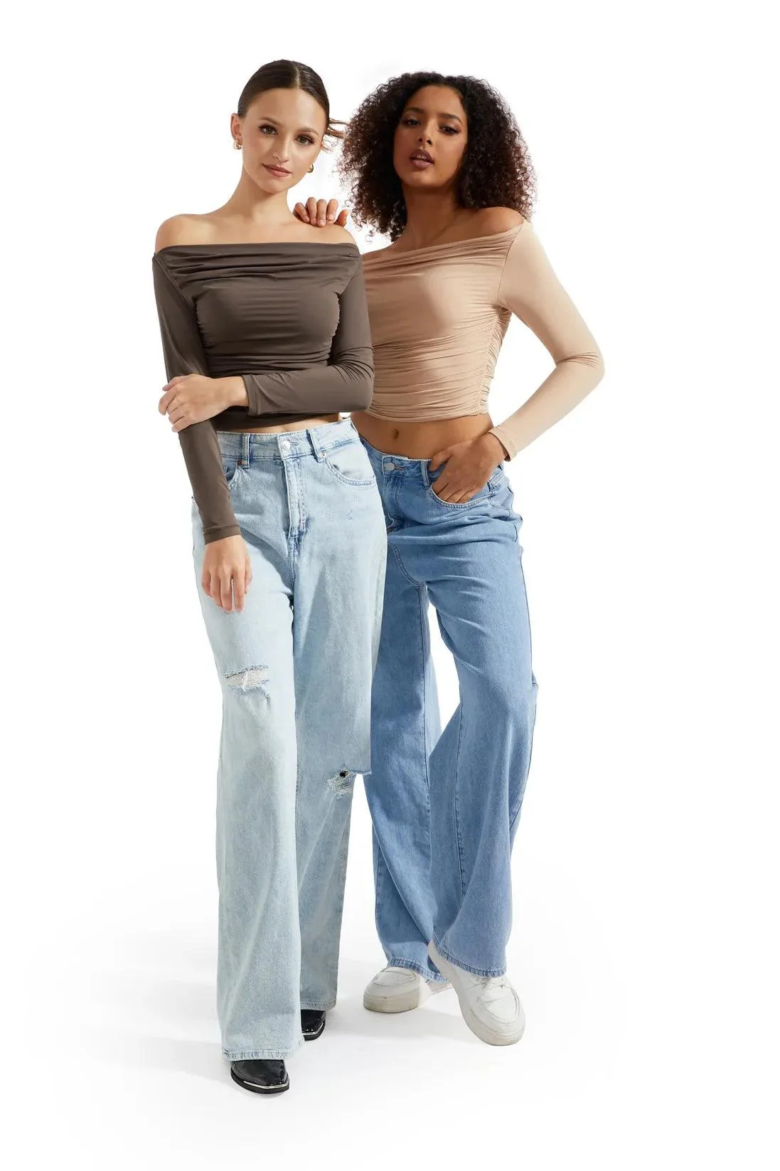 Buttery Soft Ruched Off Shoulder Shirt - Long Sleeve - Image 17