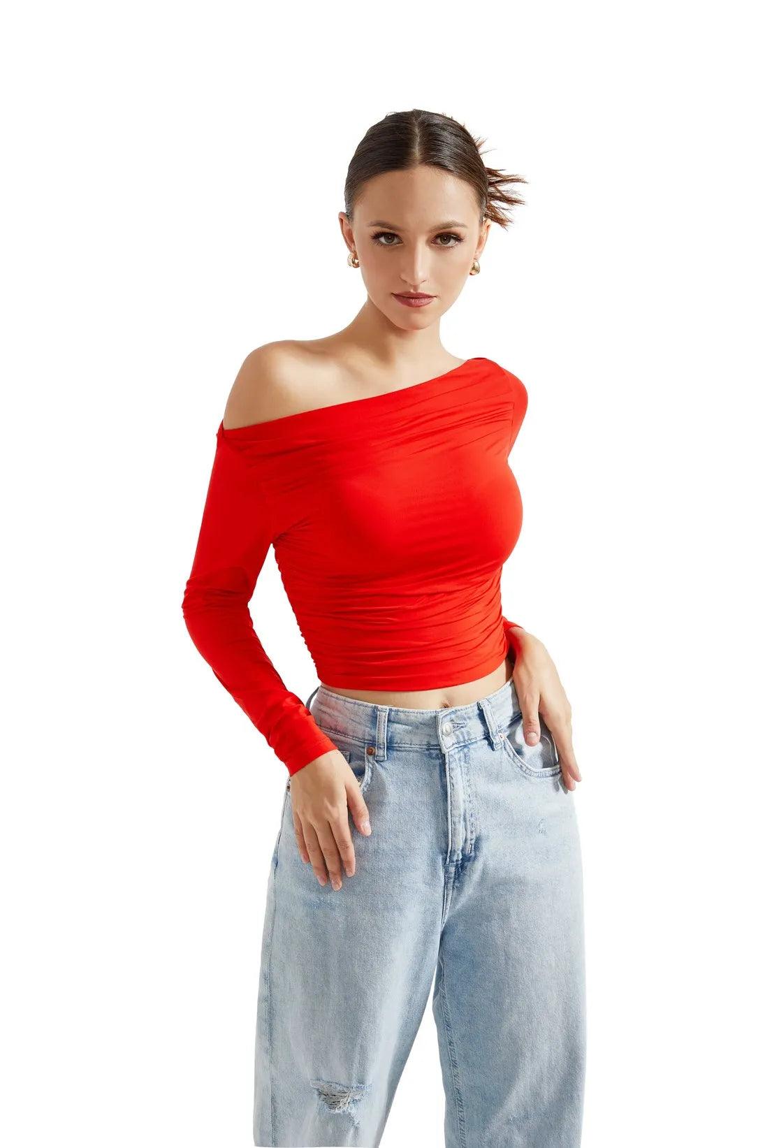 Buttery Soft Ruched Off Shoulder Shirt - Long Sleeve - Image 21