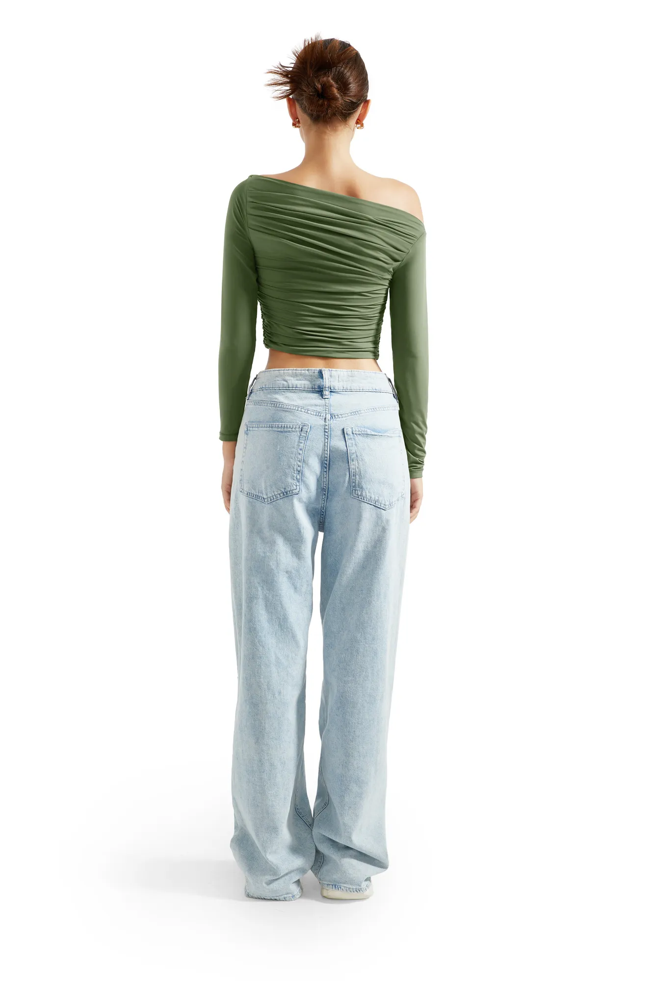 Buttery Soft Ruched Off Shoulder Shirt - Long Sleeve - Image 42