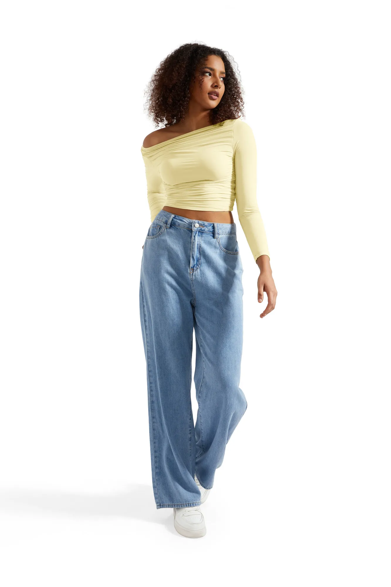 Buttery Soft Ruched Off Shoulder Shirt - Long Sleeve - Image 66