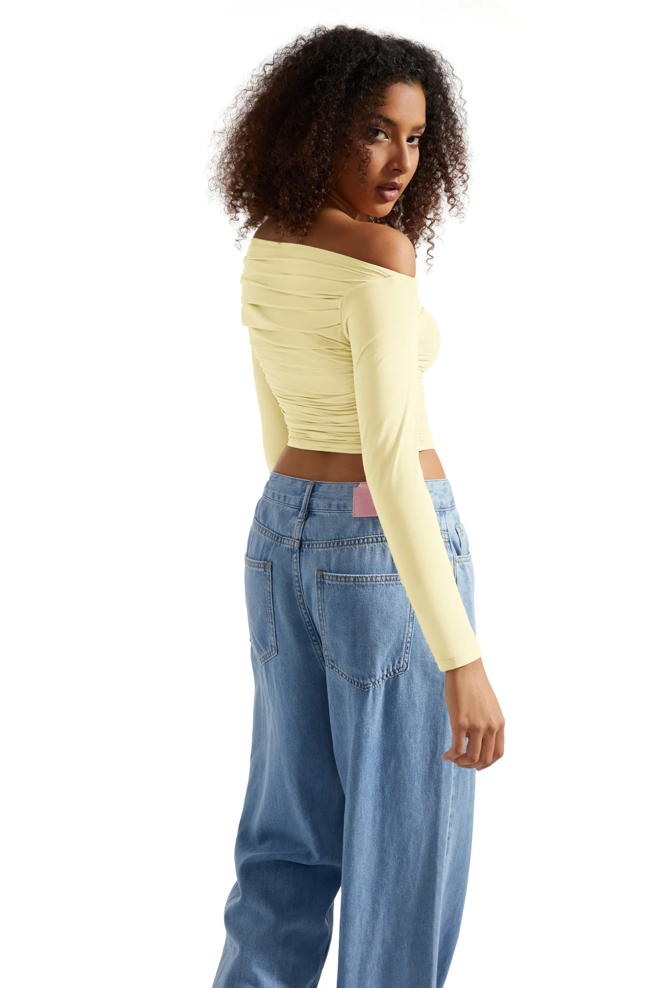 Buttery Soft Ruched Off Shoulder Shirt - Long Sleeve - Image 67