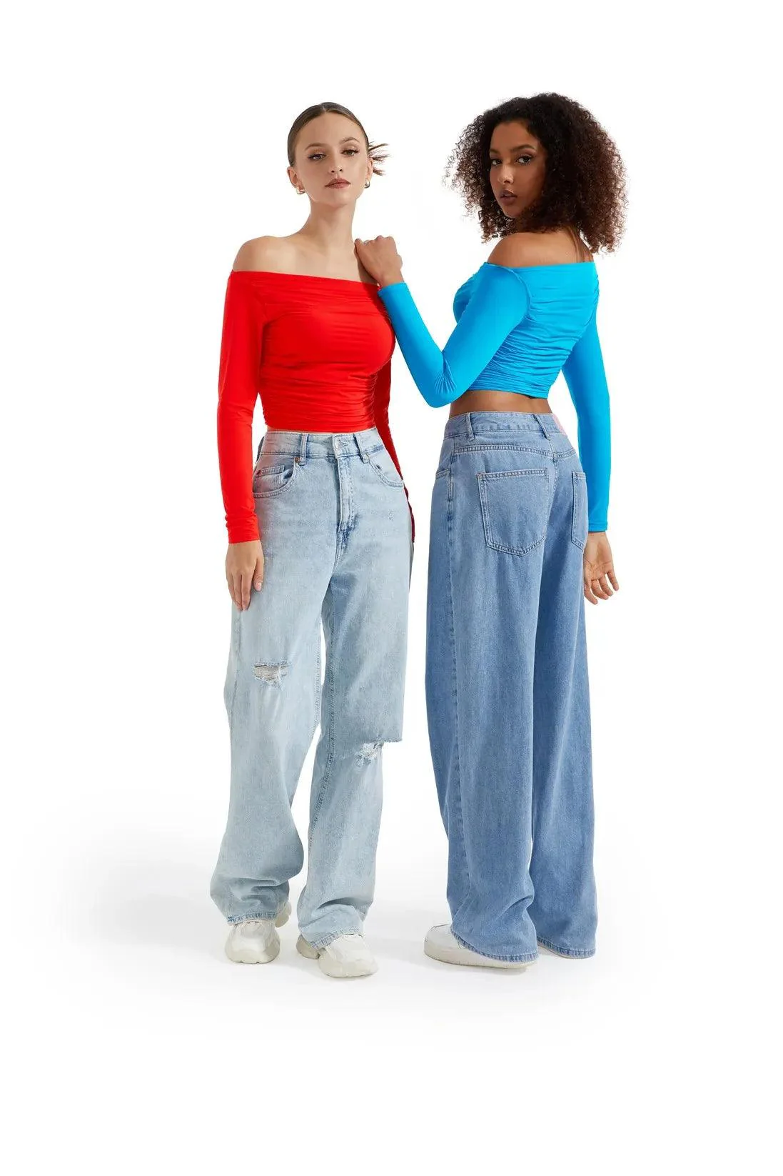 Buttery Soft Ruched Off Shoulder Shirt - Long Sleeve - Image 7