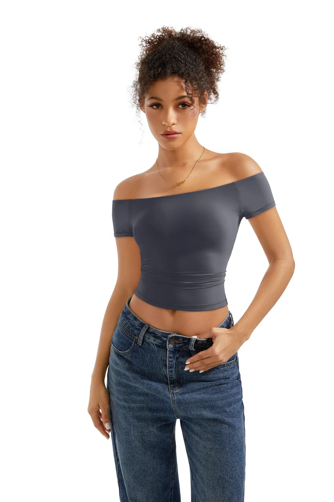 Buttery Soft Off Shoulder Shirt - Short Sleeve - Image 24
