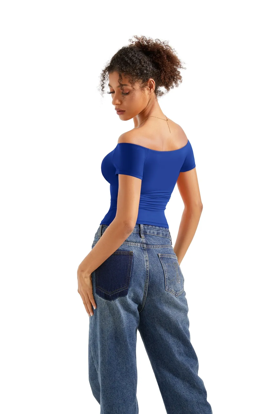 Buttery Soft Off Shoulder Shirt - Short Sleeve - Image 34