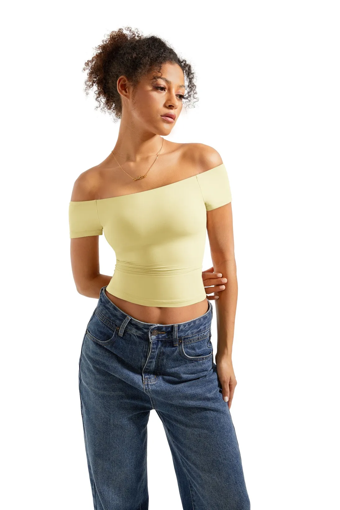 Buttery Soft Off Shoulder Shirt - Short Sleeve - Image 43