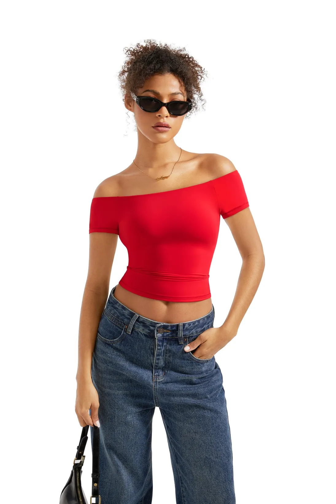 Buttery Soft Off Shoulder Shirt - Short Sleeve - Image 47