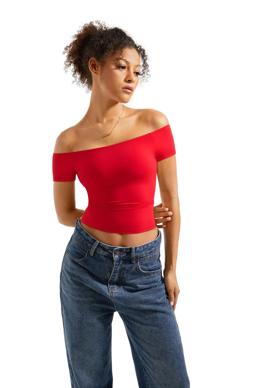 Buttery Soft Off Shoulder Shirt - Short Sleeve - Image 48