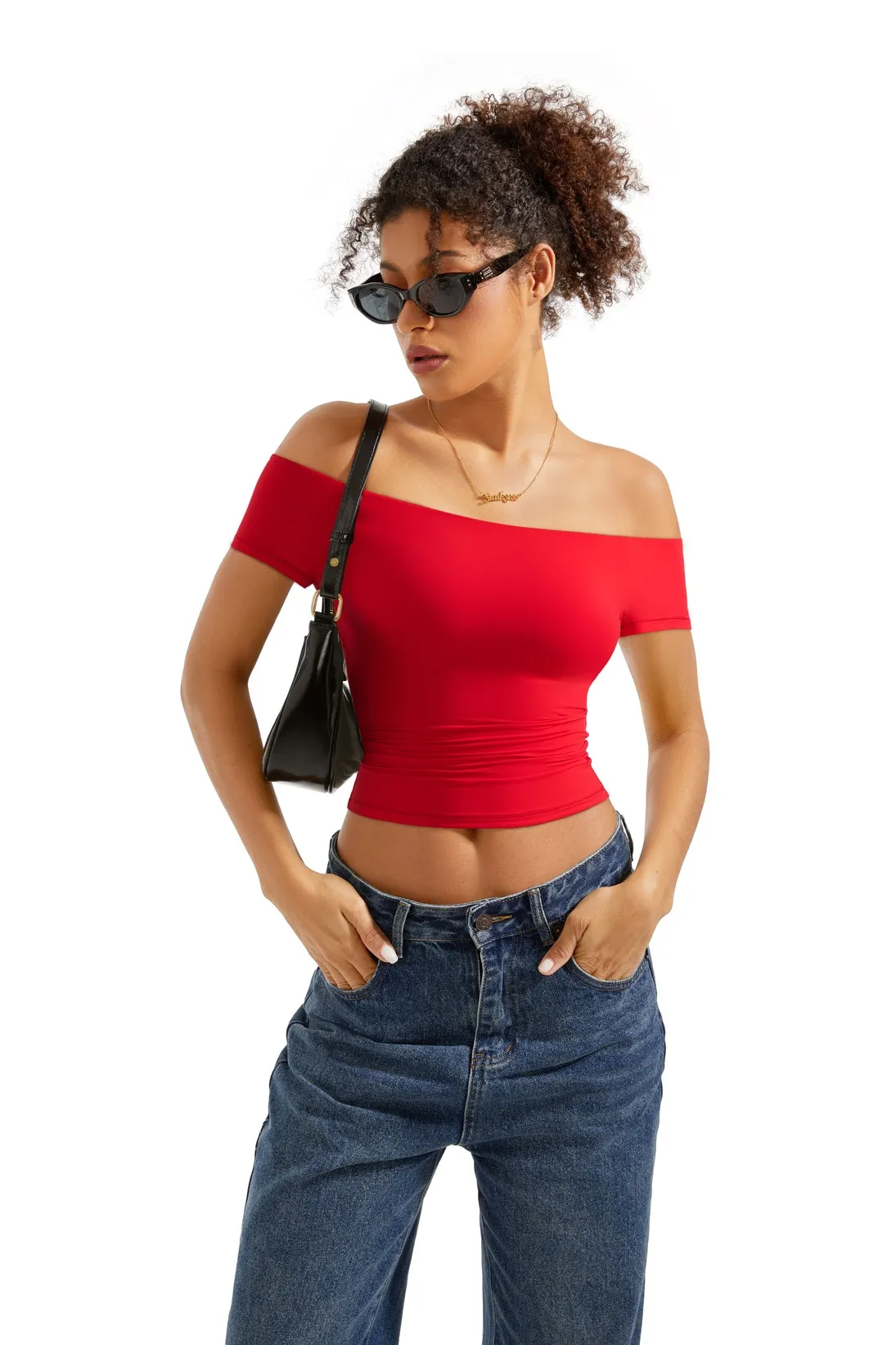 Buttery Soft Off Shoulder Shirt - Short Sleeve - Image 51