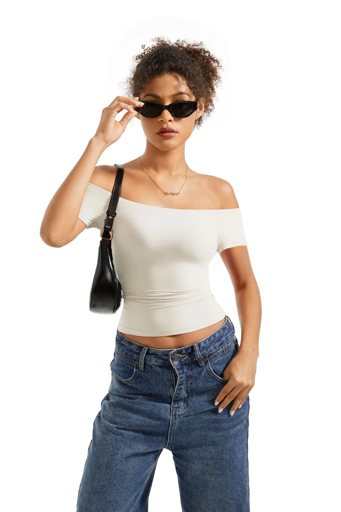Buttery Soft Off Shoulder Shirt - Short Sleeve - Image 54