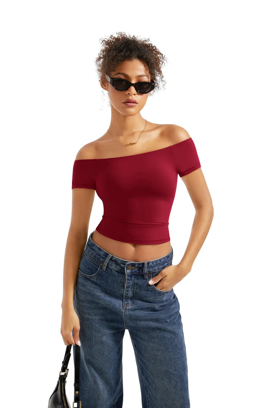 Buttery Soft Off Shoulder Shirt - Short Sleeve - Image 58