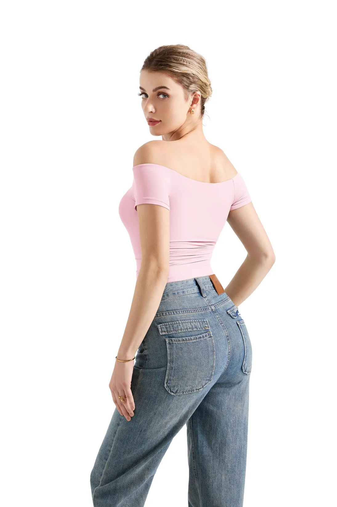 Buttery Soft Off Shoulder Shirt - Short Sleeve - Image 6