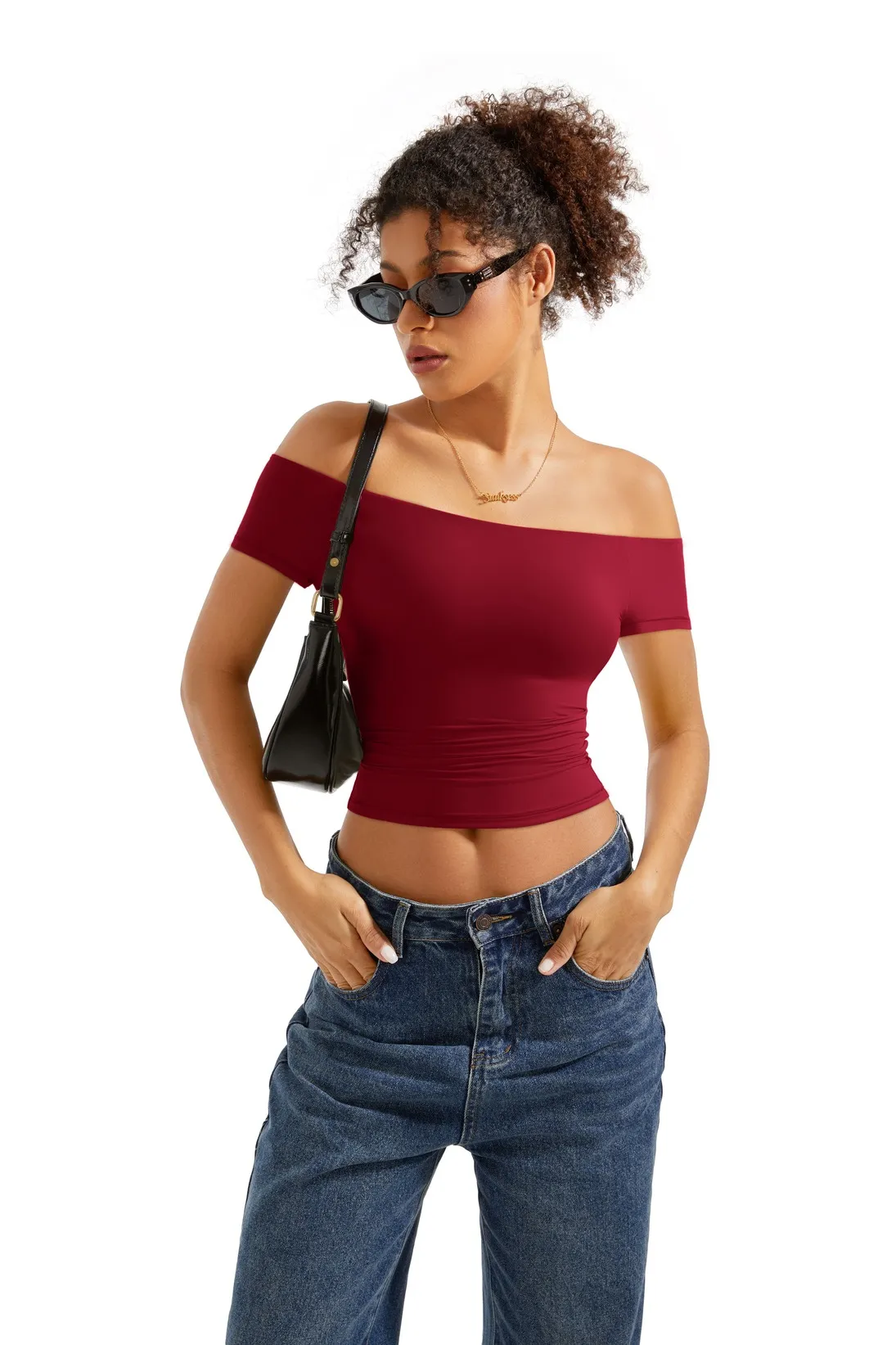 Buttery Soft Off Shoulder Shirt - Short Sleeve - Image 62