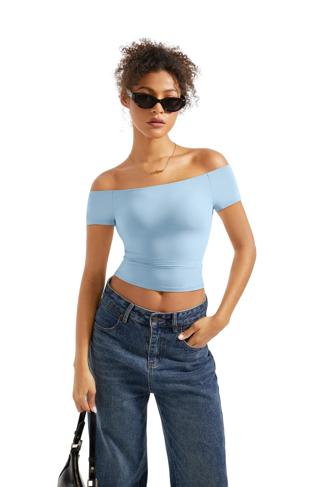 Buttery Soft Off Shoulder Shirt - Short Sleeve - Image 8