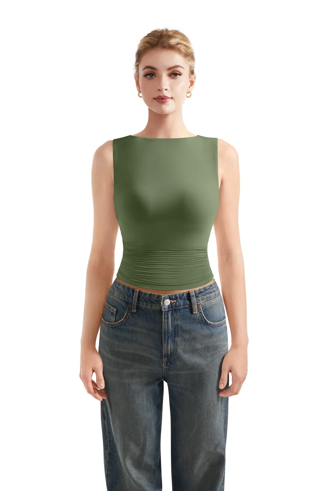 Buttery Soft Side Ruched Tank Top - Image 29