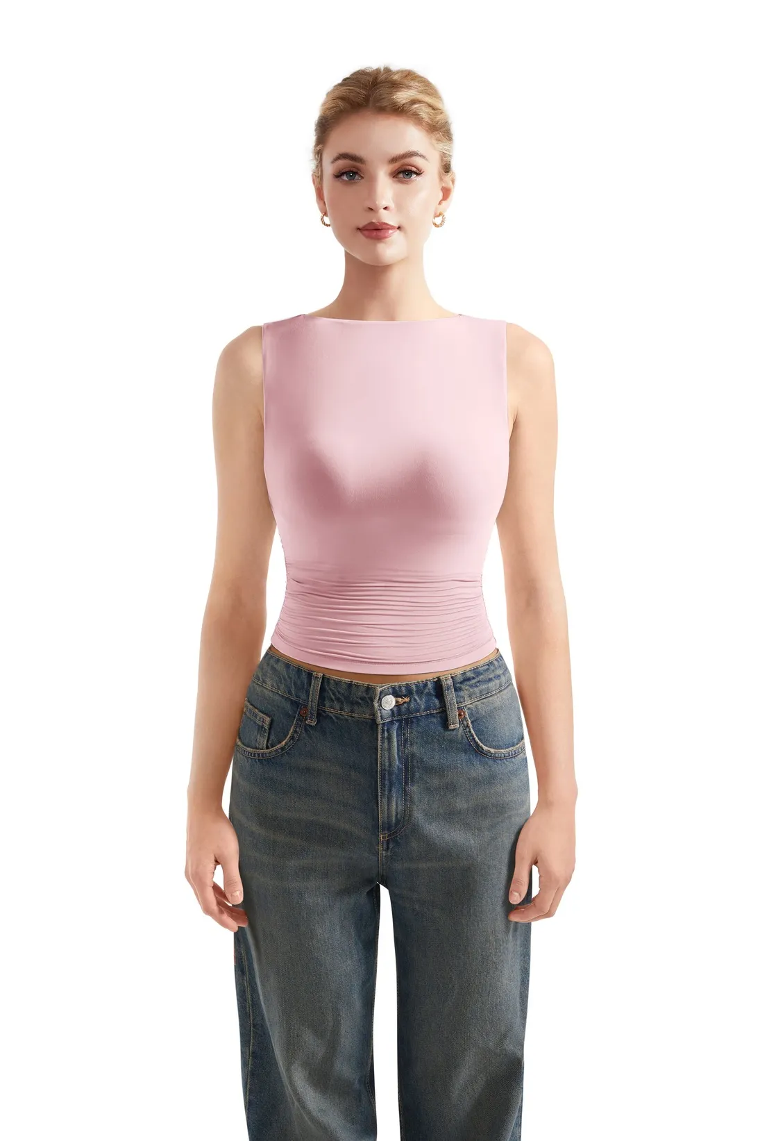 Buttery Soft Side Ruched Tank Top - Image 32