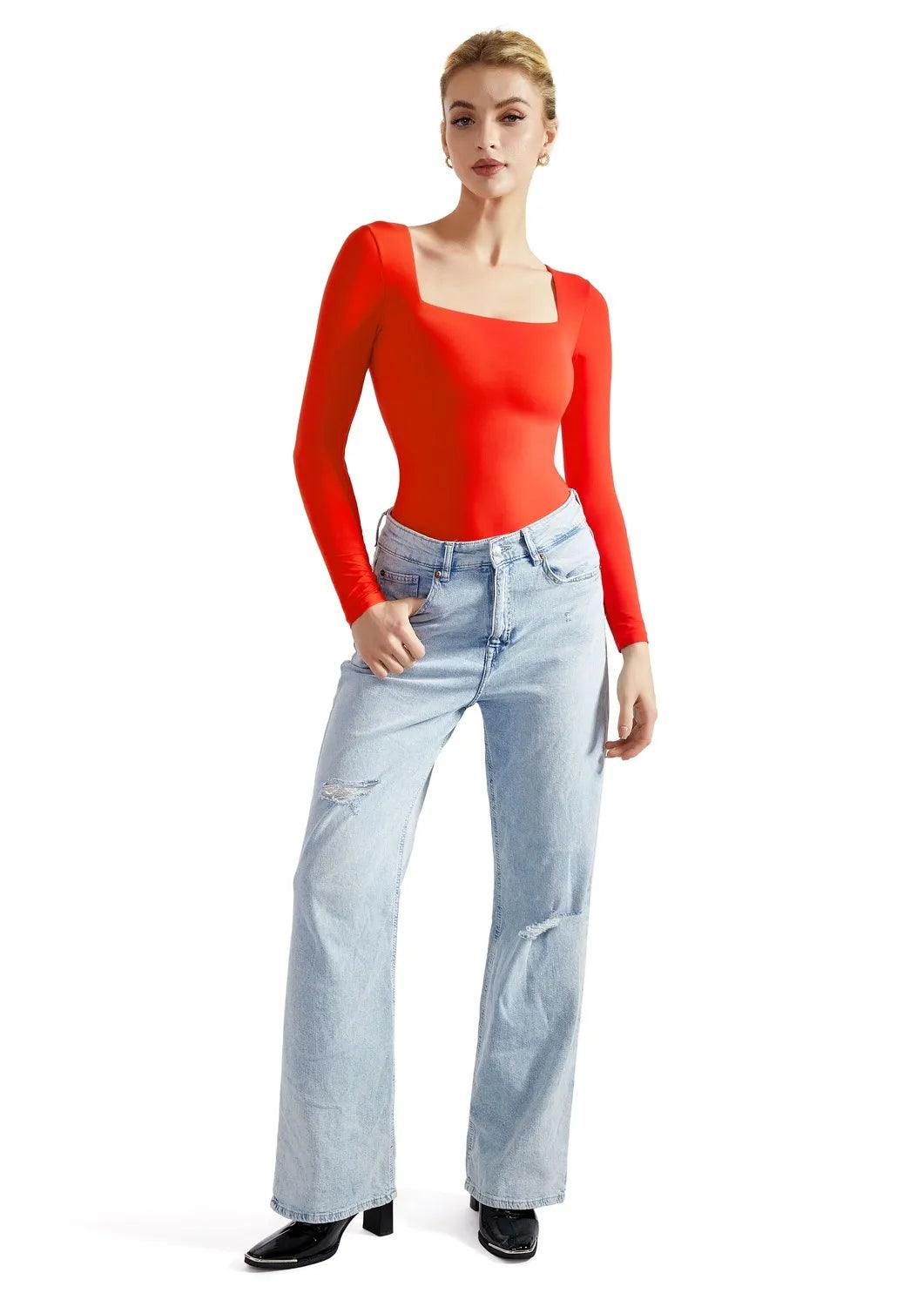 Flash Sales - Buttery Soft Square Neck Bodysuit - Long Sleeve - Image 29