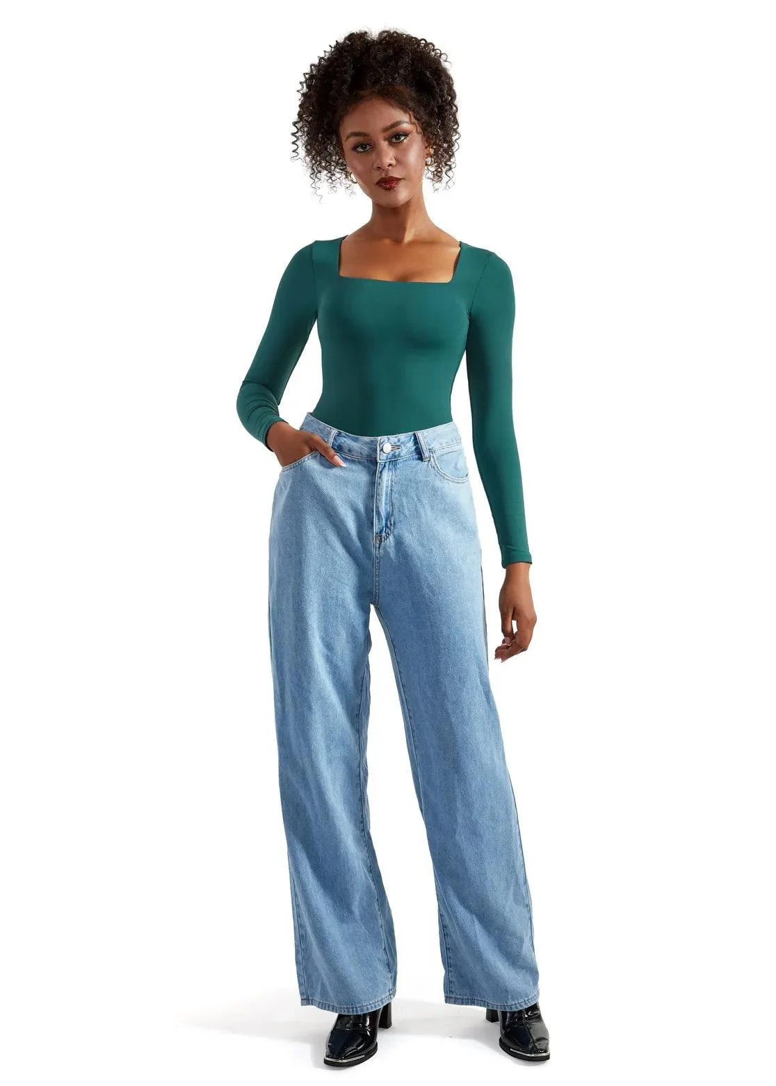 Flash Sales - Buttery Soft Square Neck Bodysuit - Long Sleeve - Image 12