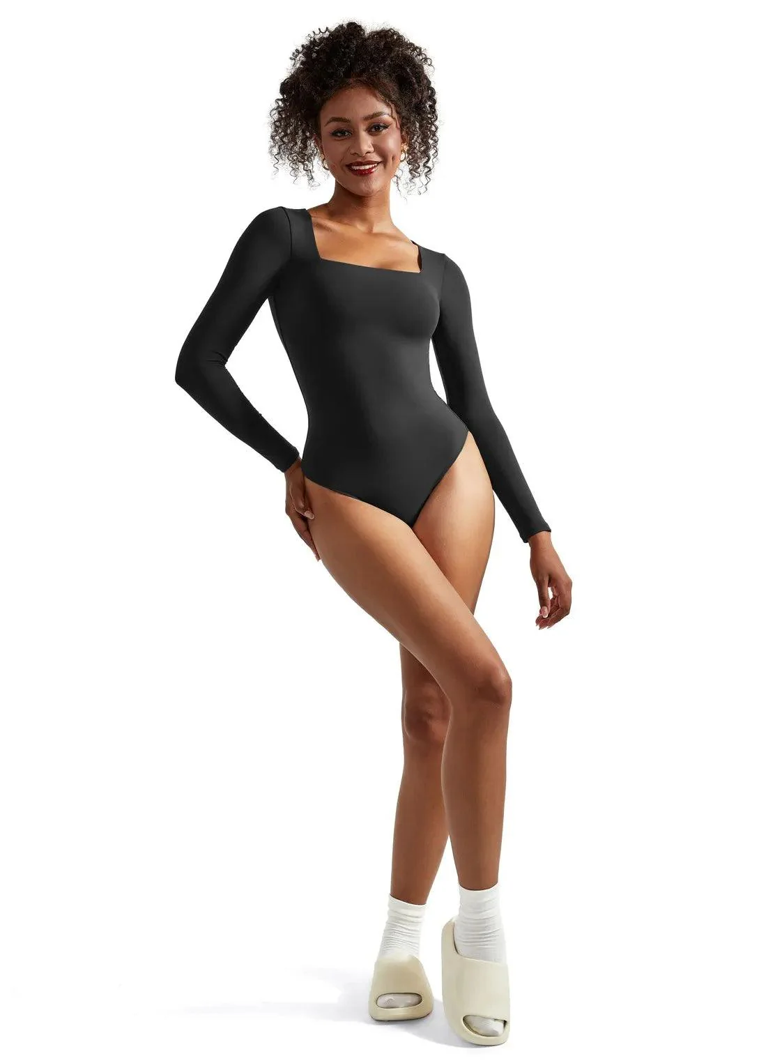 Flash Sales - Buttery Soft Square Neck Bodysuit - Long Sleeve - Image 4