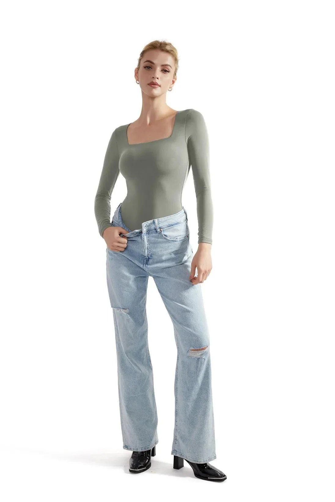 Flash Sales - Buttery Soft Square Neck Bodysuit - Long Sleeve - Image 52