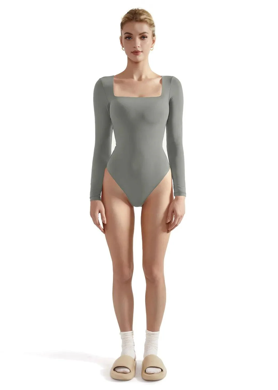 Flash Sales - Buttery Soft Square Neck Bodysuit - Long Sleeve - Image 53