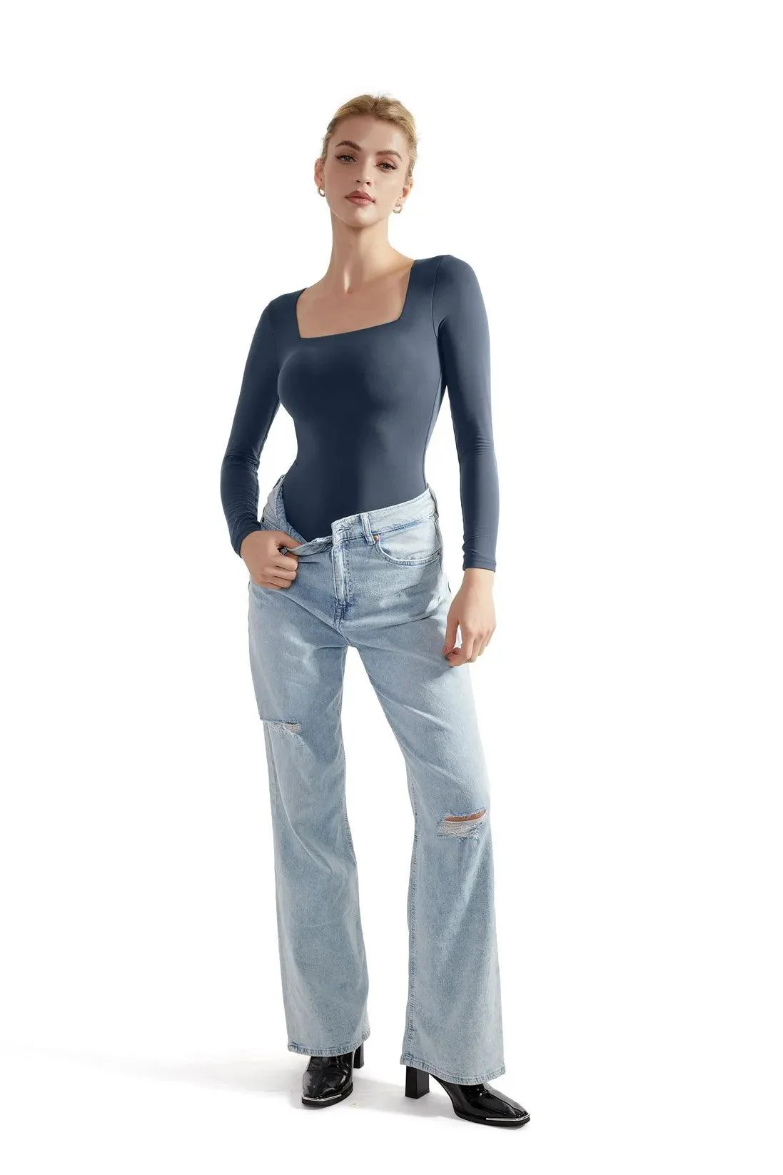 Flash Sales - Buttery Soft Square Neck Bodysuit - Long Sleeve - Image 59