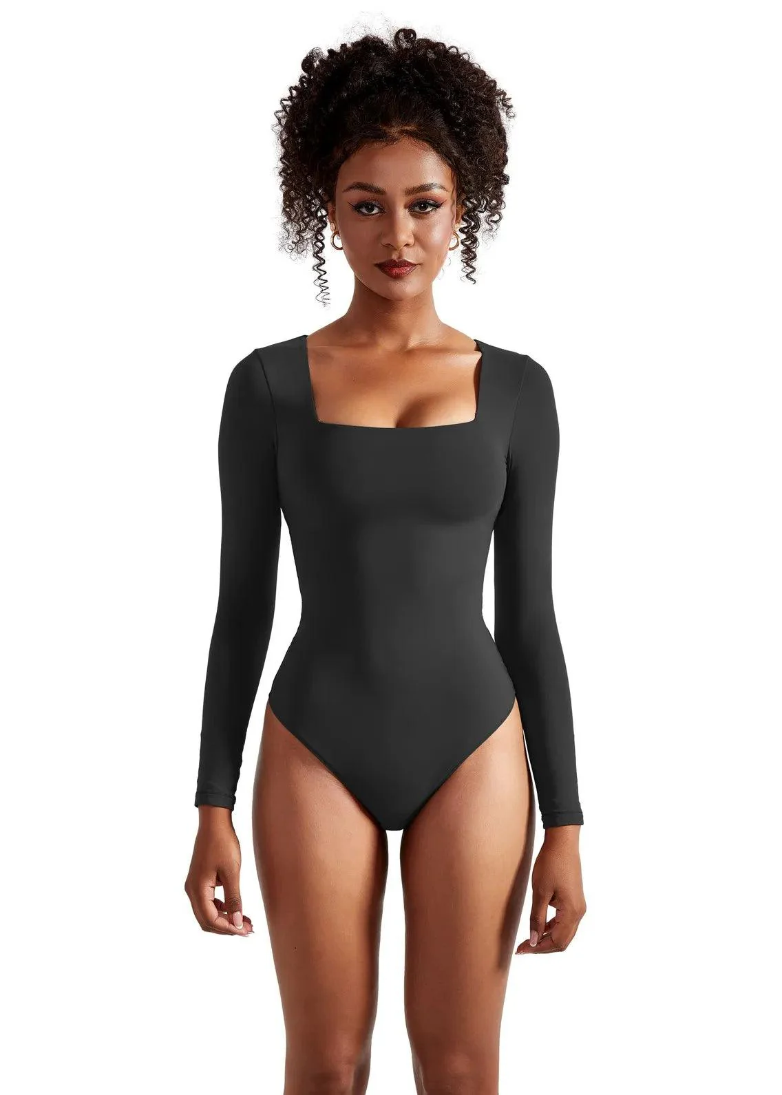 Flash Sales - Buttery Soft Square Neck Bodysuit - Long Sleeve - Image 7