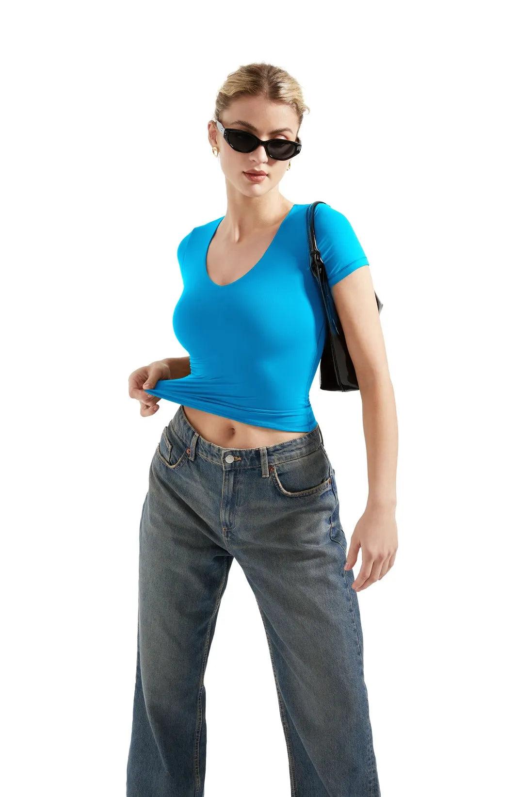 Buttery Soft V Neck Shirt - Short Sleeve - Image 12