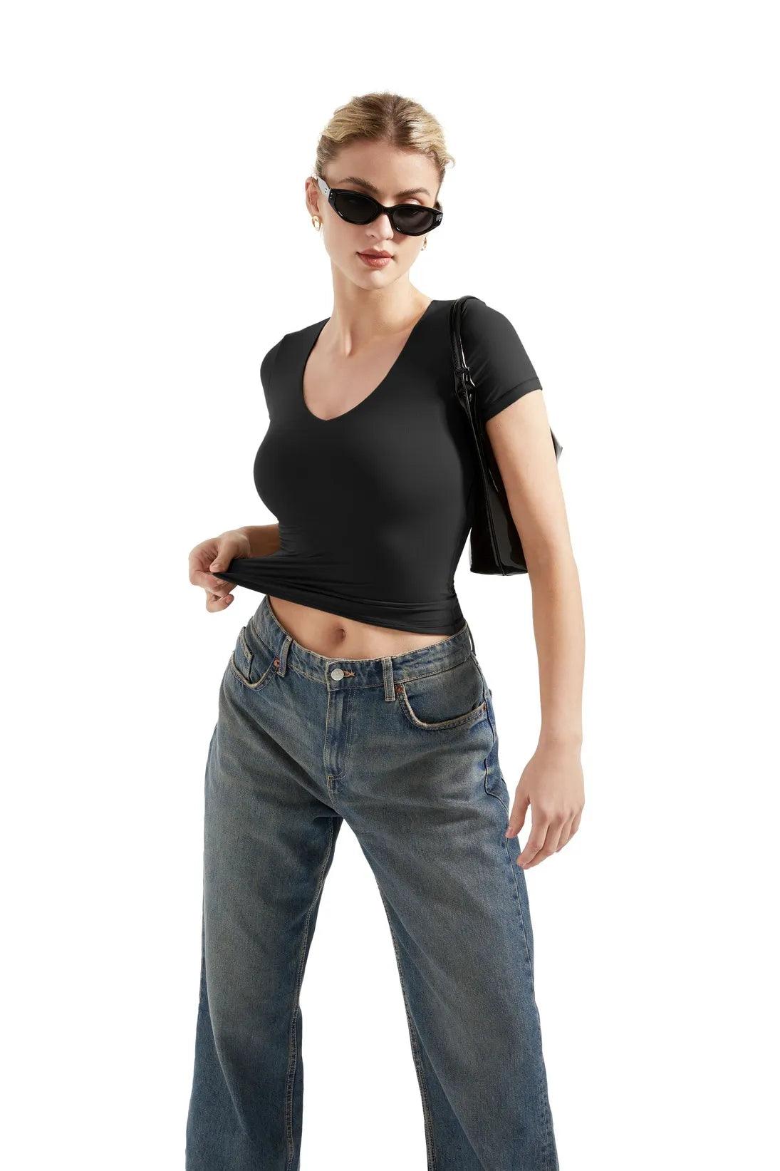 Buttery Soft V Neck Shirt - Short Sleeve - Image 4