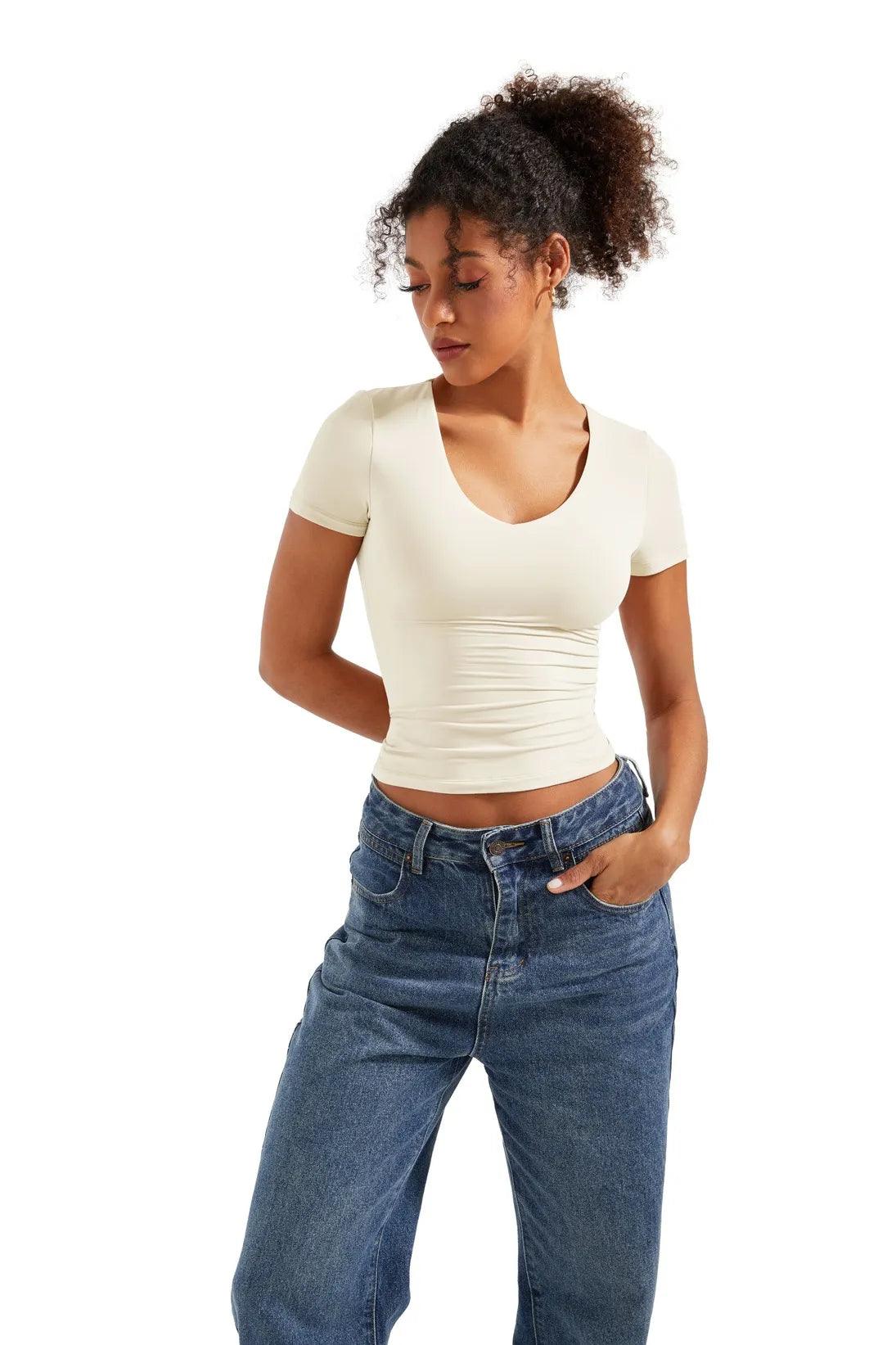 Buttery Soft V Neck Shirt - Short Sleeve - Image 40