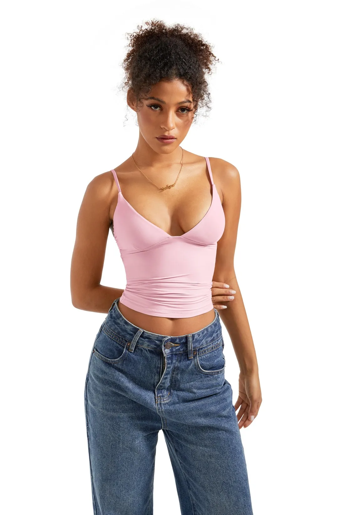 Buttery Soft Cami V Neck Tank Top - Image 57