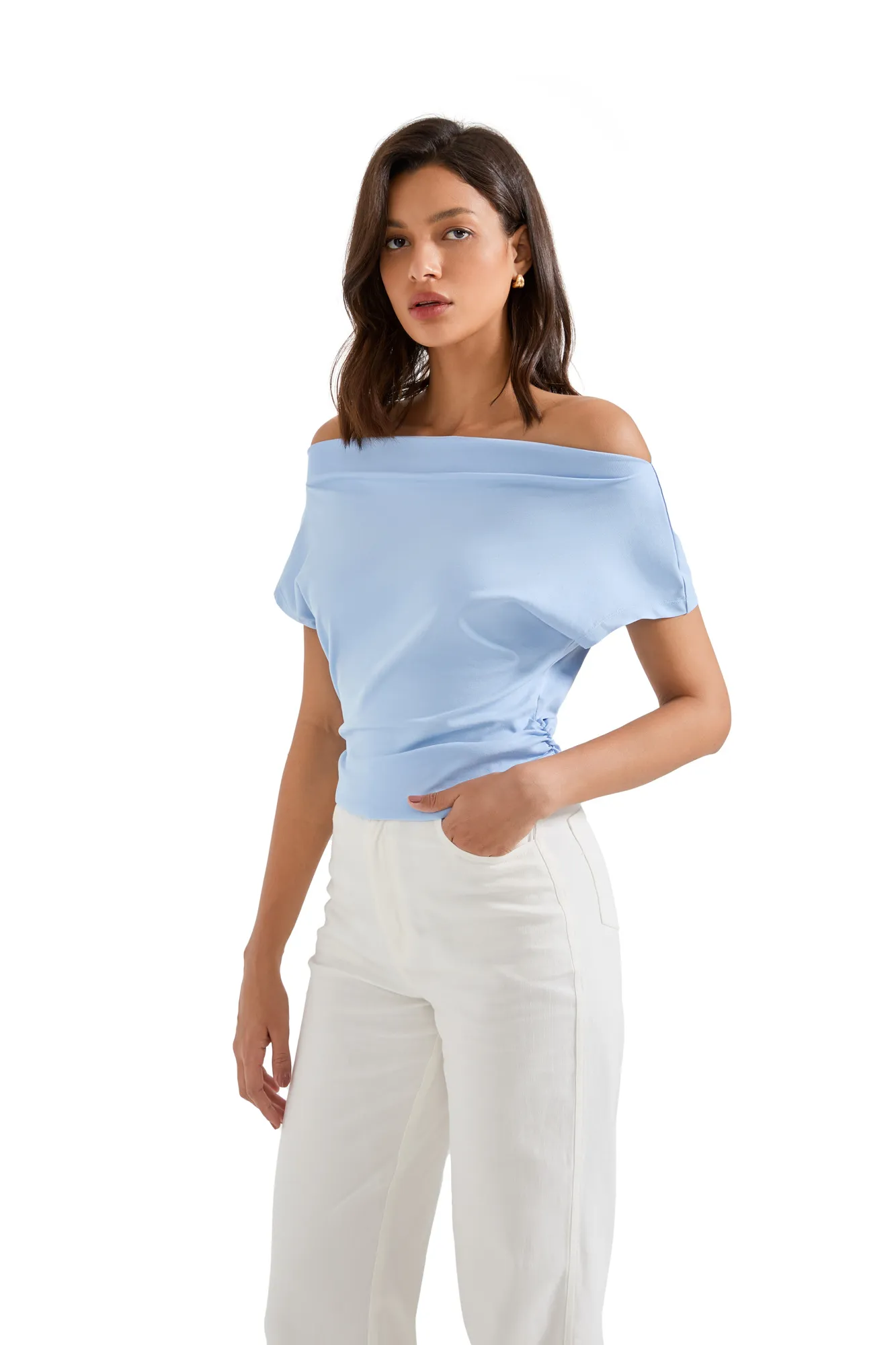 Cotton Multi-Way Off Shoulder Shirt - Image 11