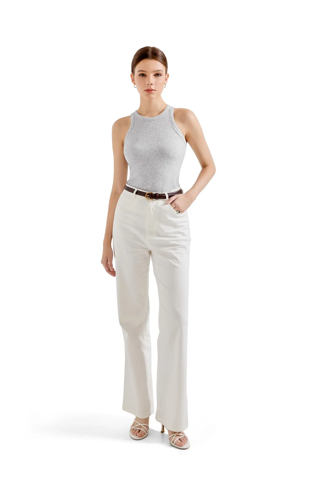 Cotton Ribbed Crew Neck Tank Top - Image 20