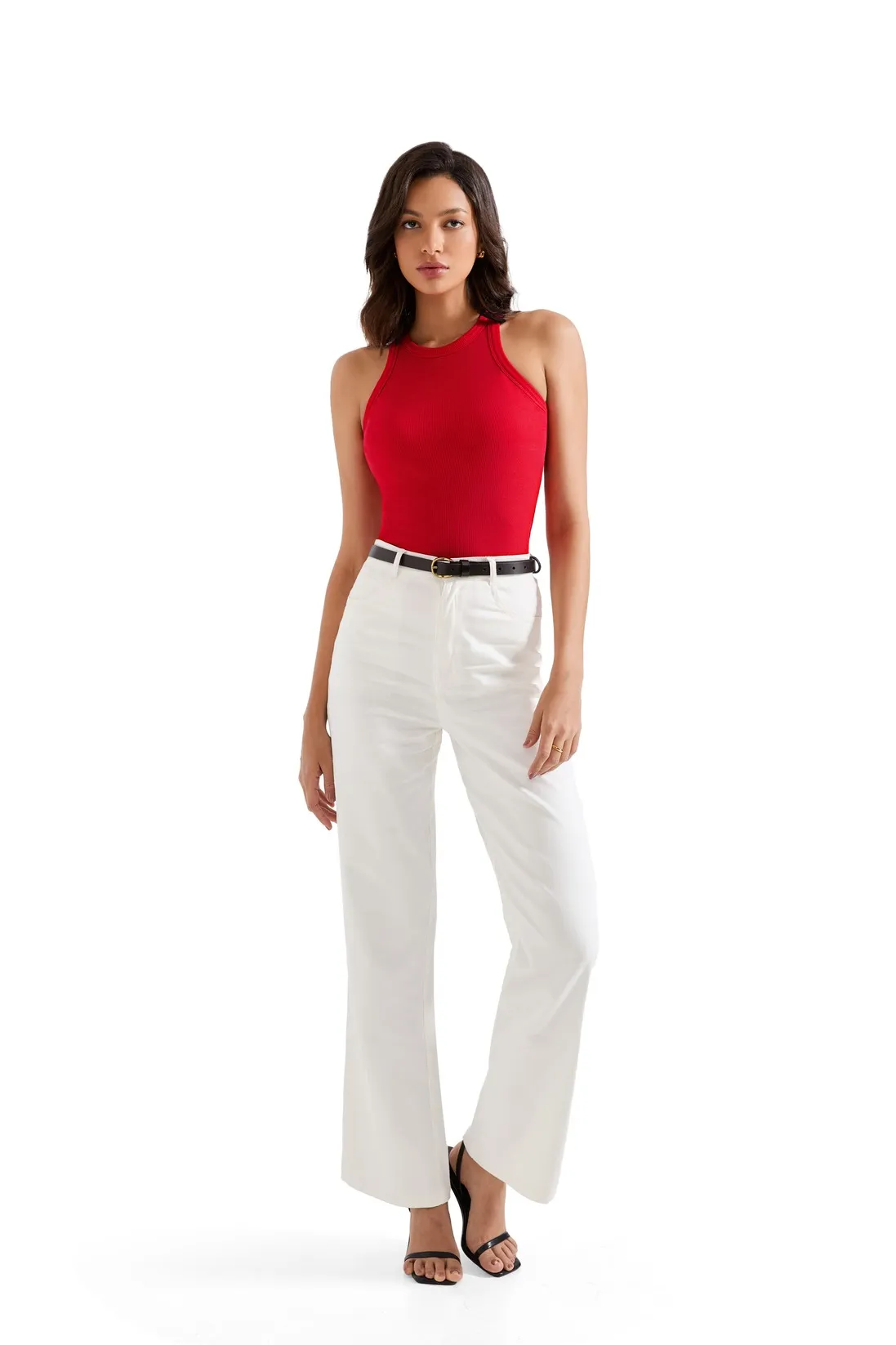 Cotton Ribbed Crew Neck Tank Top - Image 26