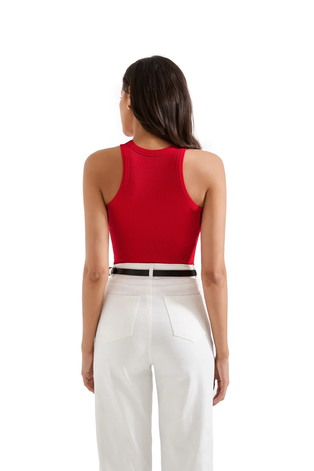 Cotton Ribbed Crew Neck Tank Top - Image 28