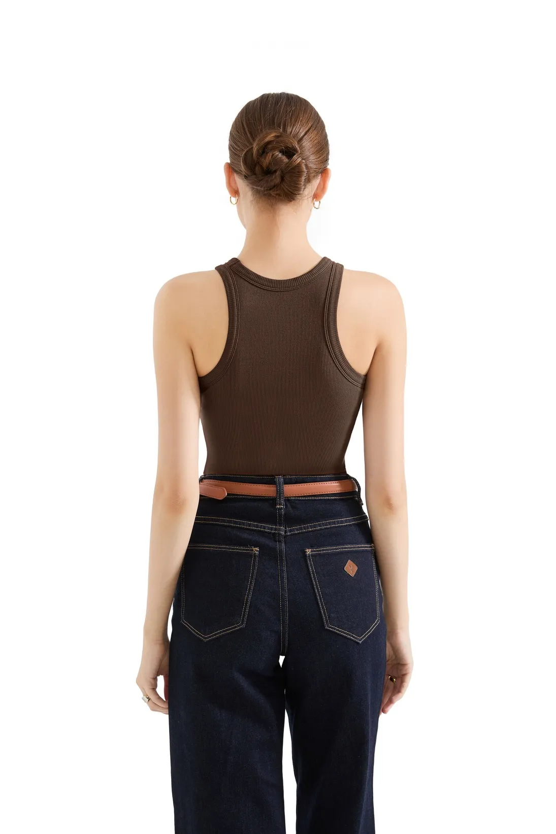 Cotton Ribbed Crew Neck Tank Top - Image 53