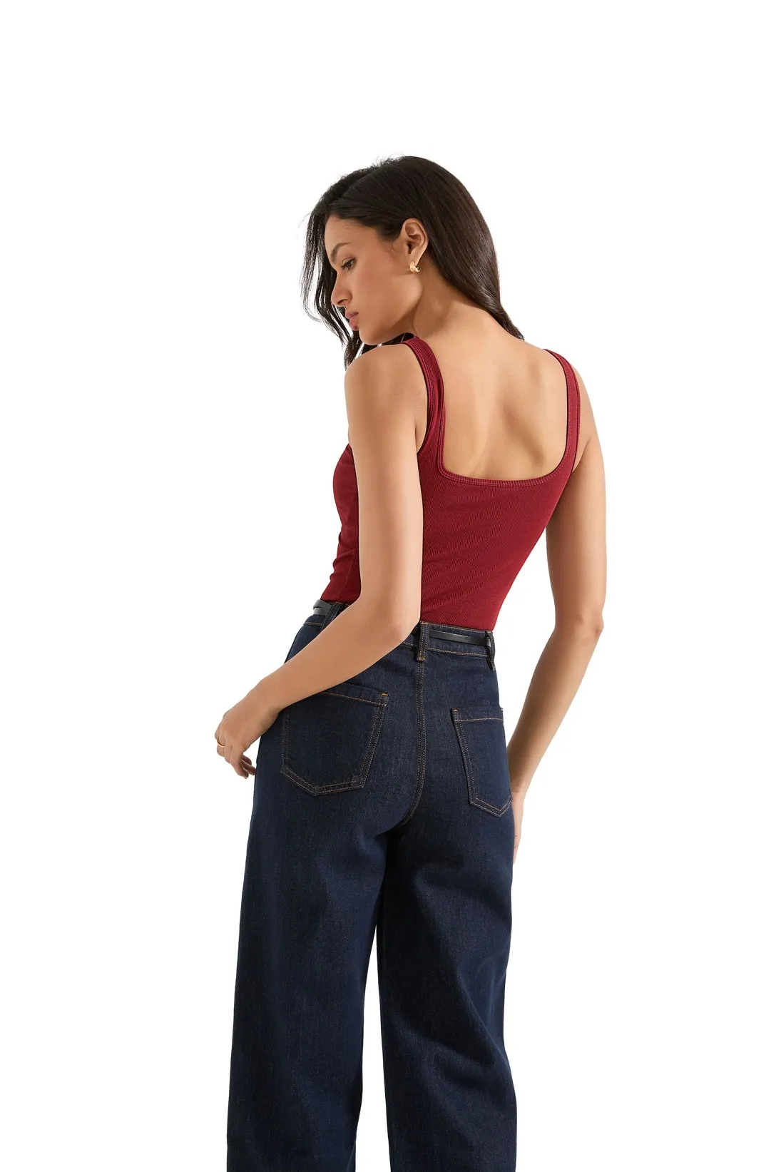 Cotton Ribbed Heart Neck Tank Top - Image 28