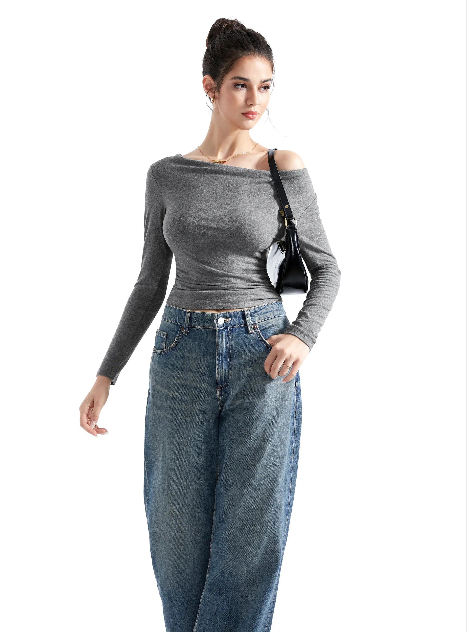 Off Shoulder Cowl Neck Shirt - Long Sleeve - Image 16