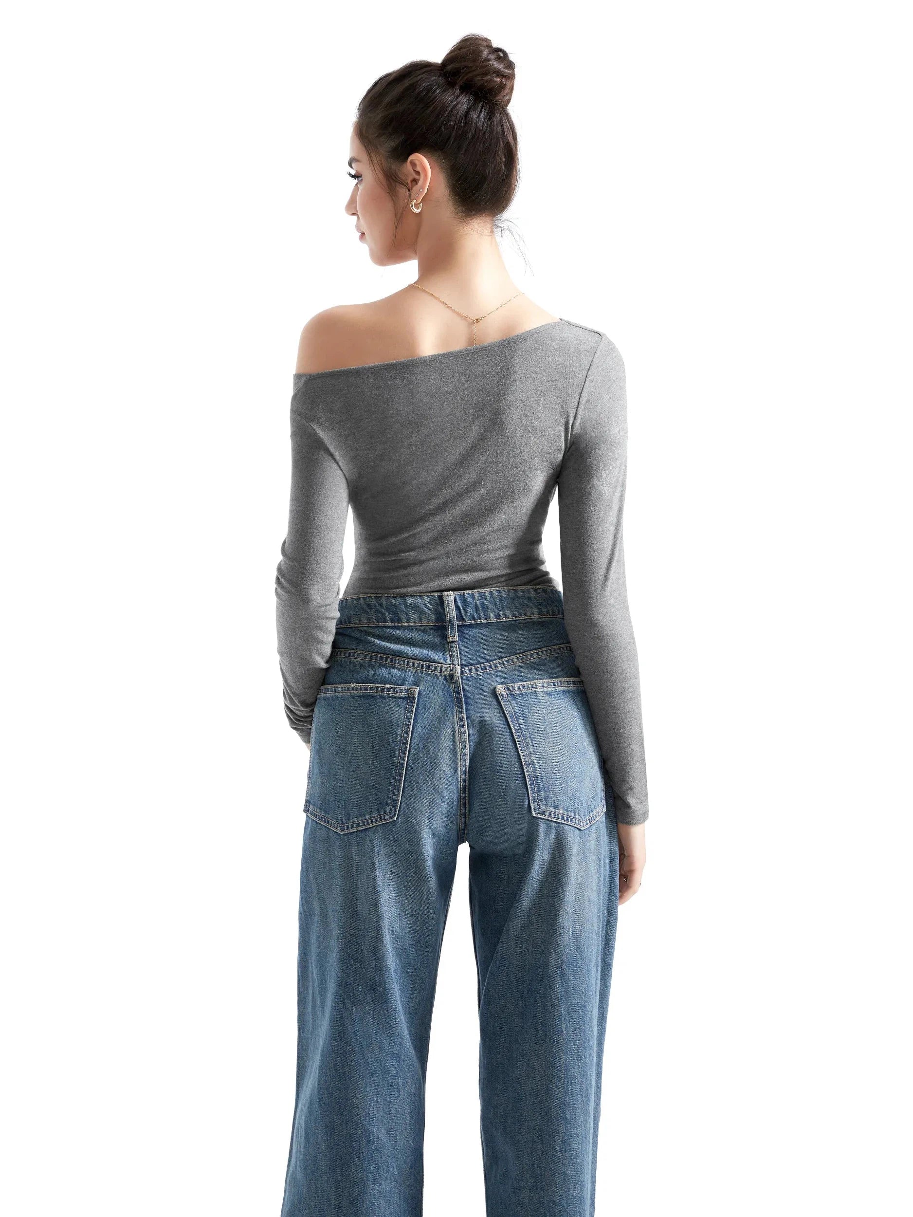 Off Shoulder Cowl Neck Shirt - Long Sleeve - Image 18