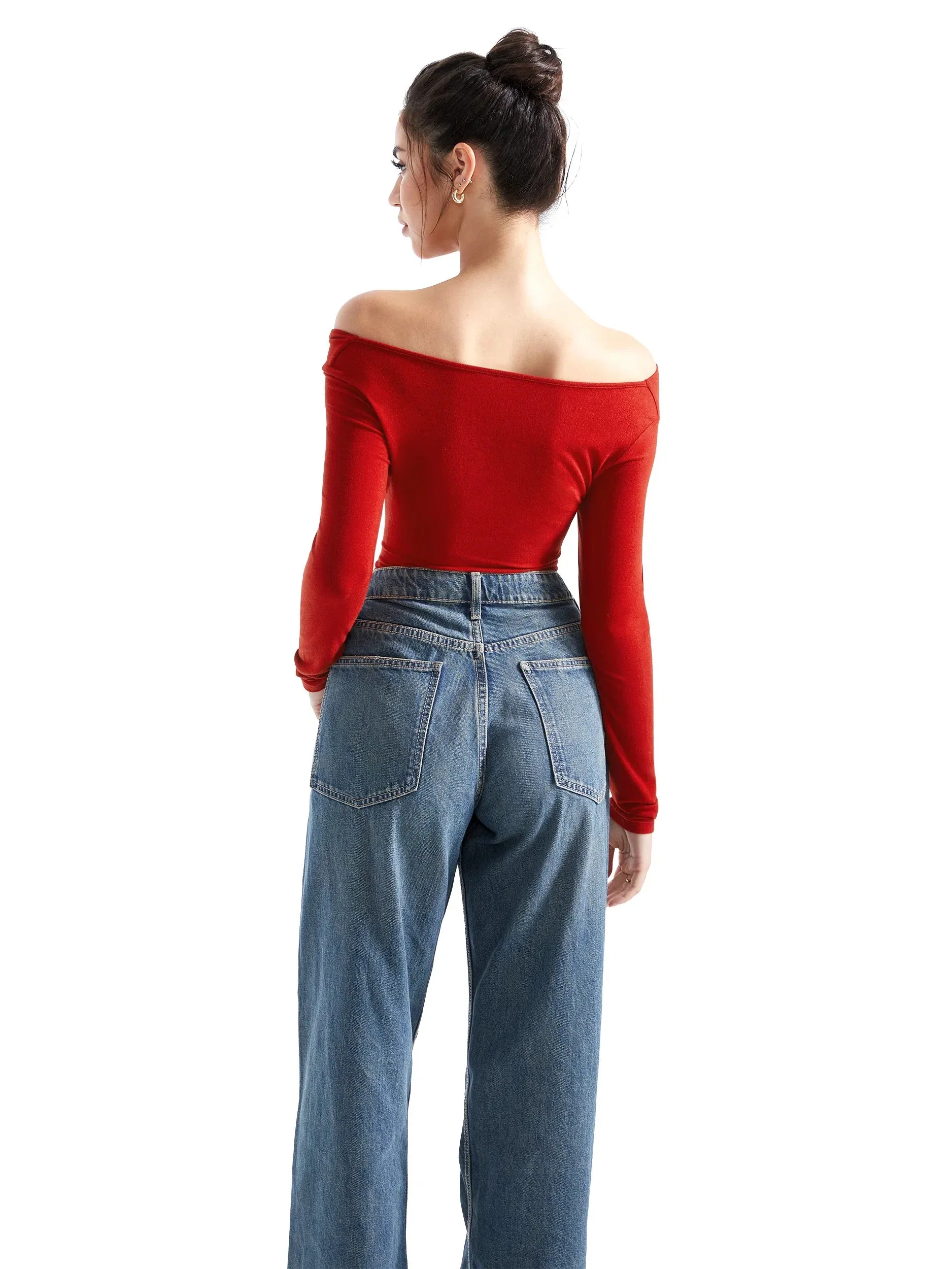 Off Shoulder Cowl Neck Shirt - Long Sleeve - Image 30
