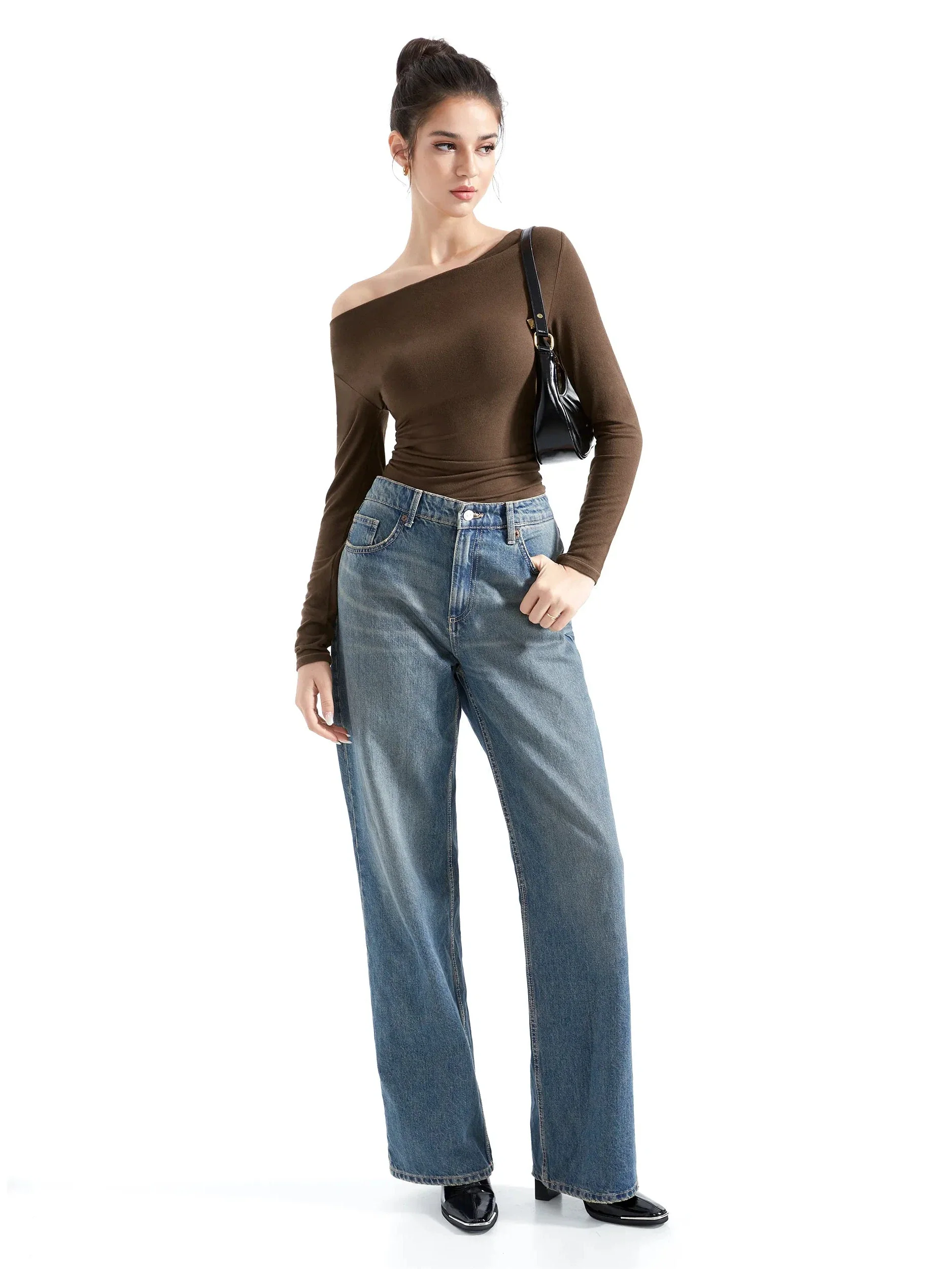 Off Shoulder Cowl Neck Shirt - Long Sleeve - Image 8