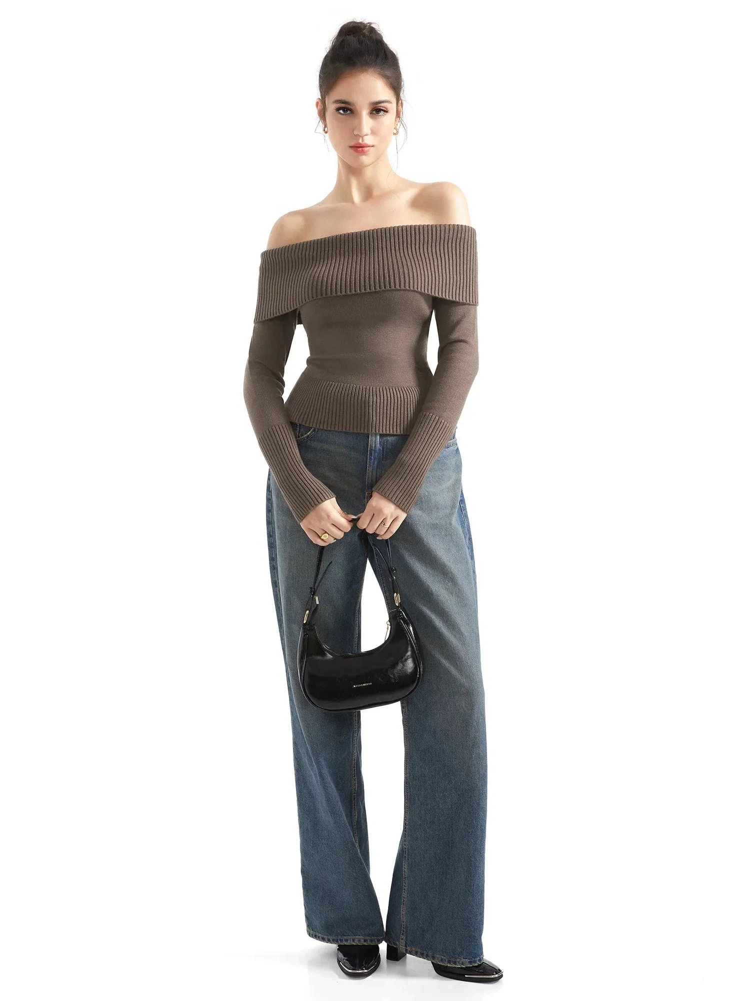 Ribbed Off Shoulder Shirt - Long Sleeve - Image 16