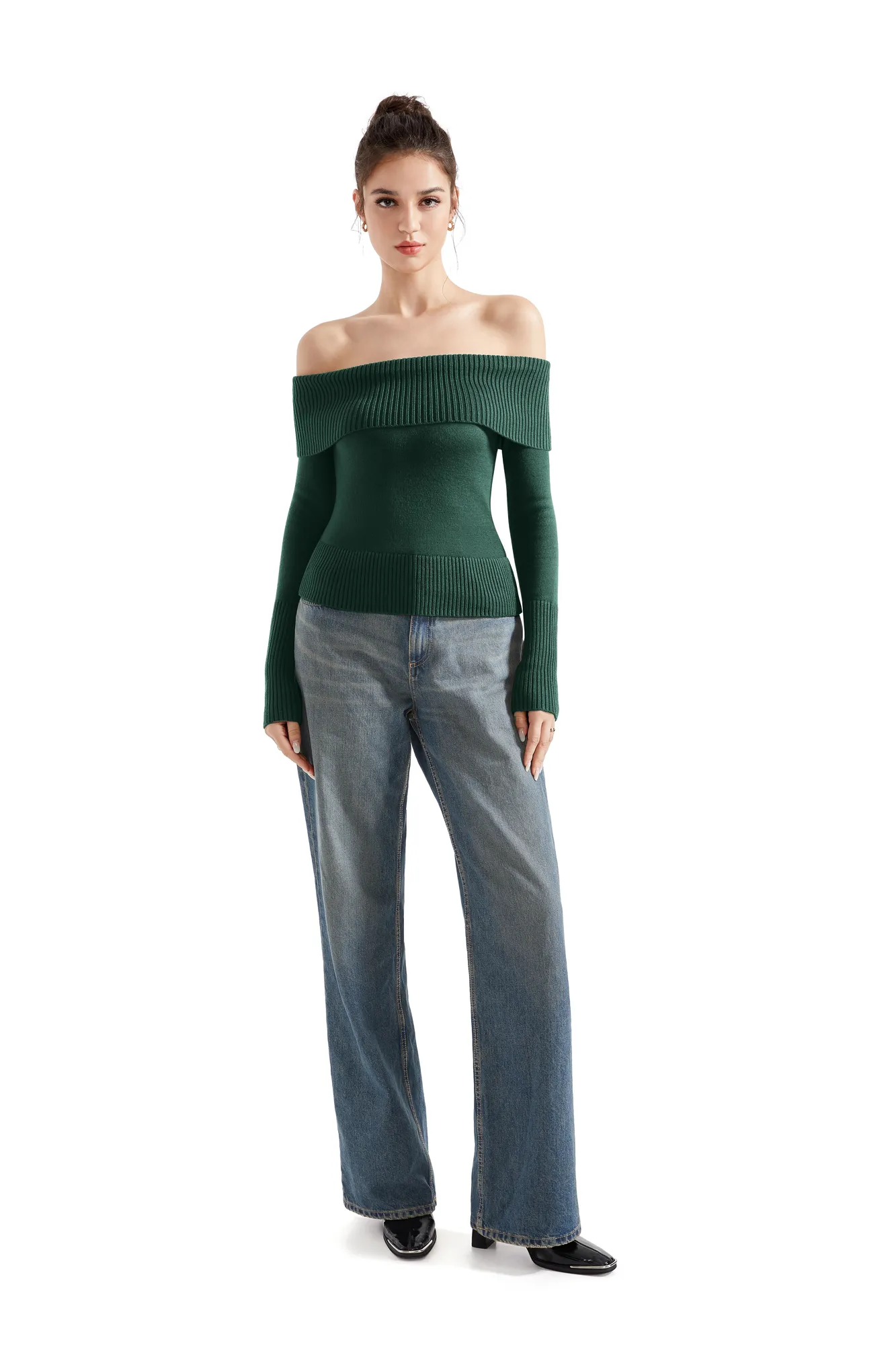 Ribbed Off Shoulder Shirt - Long Sleeve - Image 30