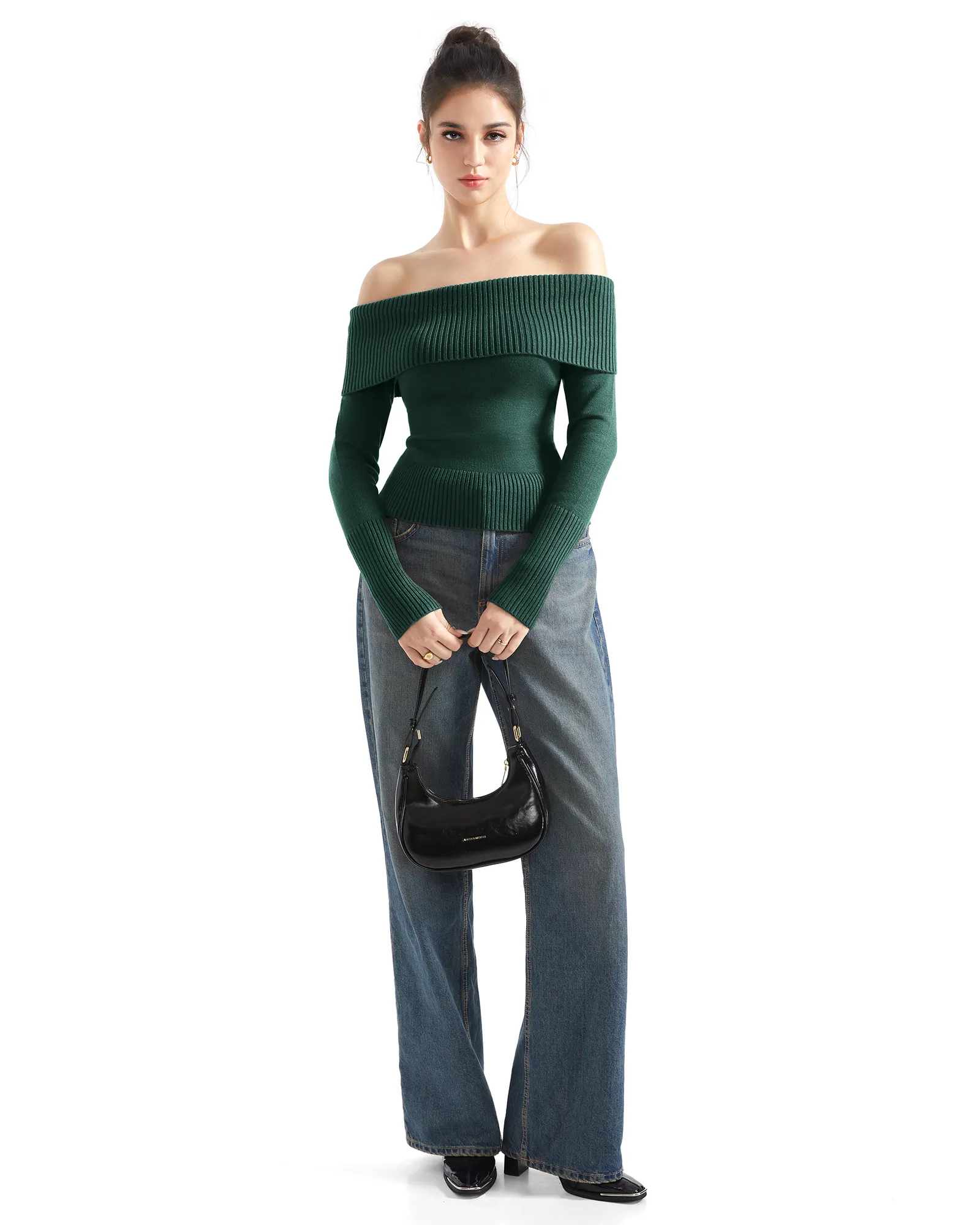 Ribbed Off Shoulder Shirt - Long Sleeve - Image 32