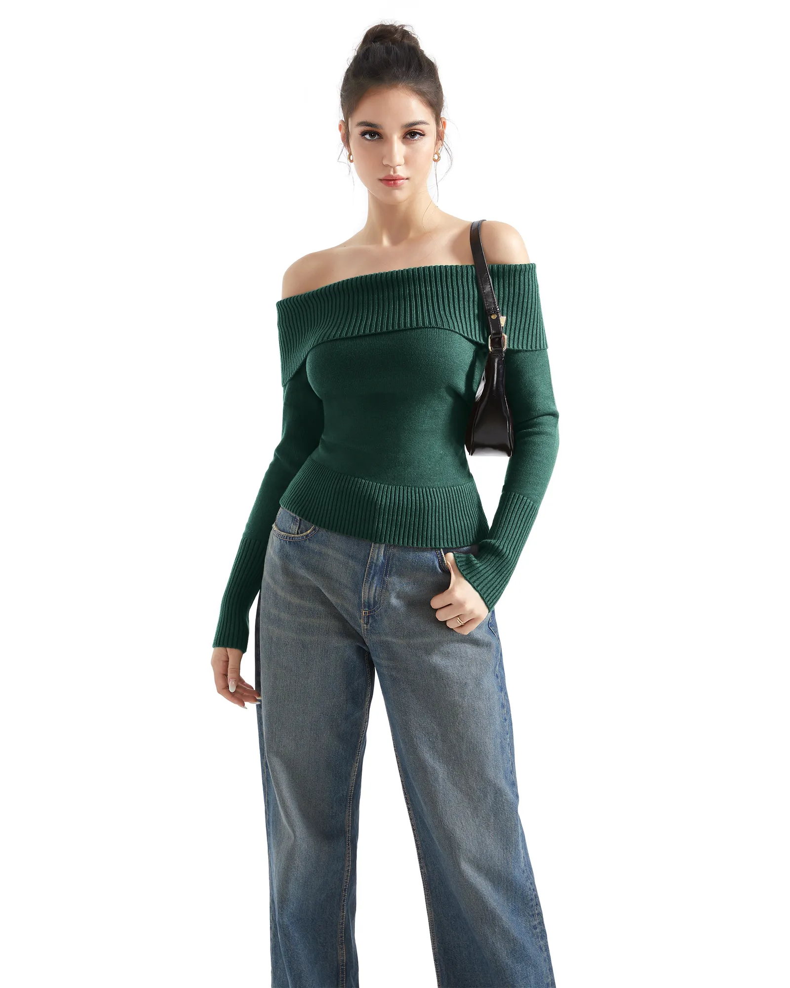 Ribbed Off Shoulder Shirt - Long Sleeve - Image 33