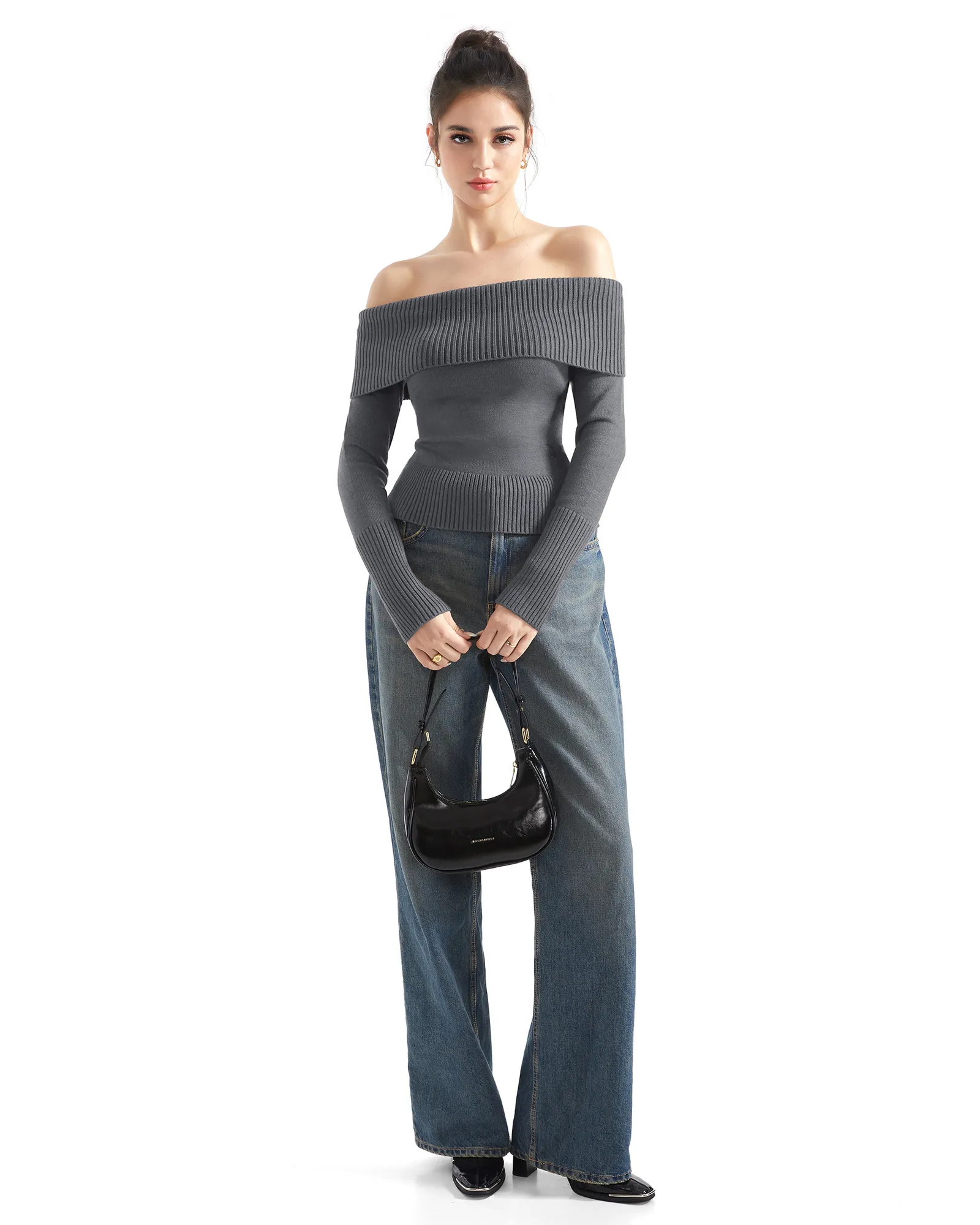 Ribbed Off Shoulder Shirt - Long Sleeve - Image 39